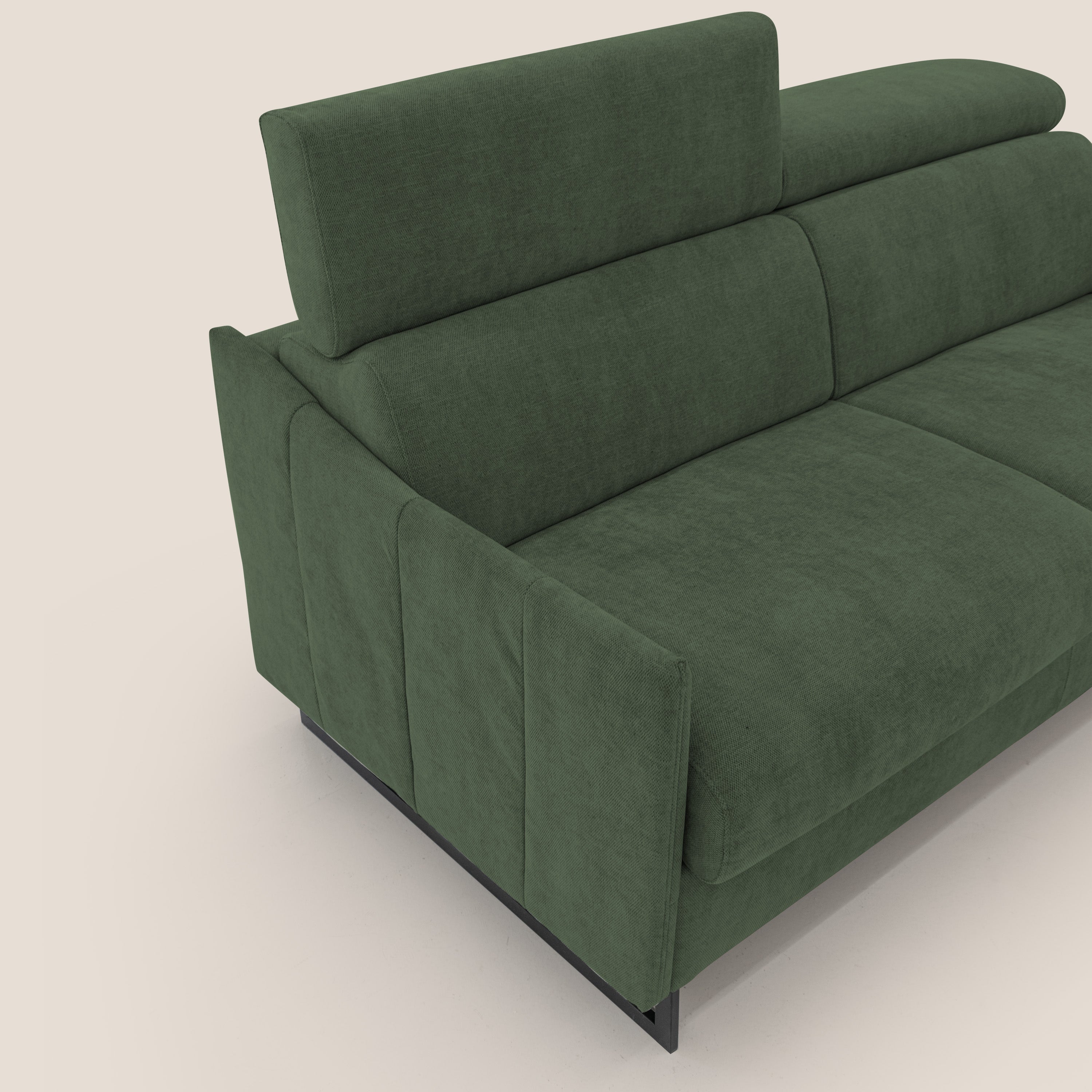 Loto divano letto salvaspazio materasso H18 cm con piedi alti in morbido tessuto impermeabile T14 verde - divani.store