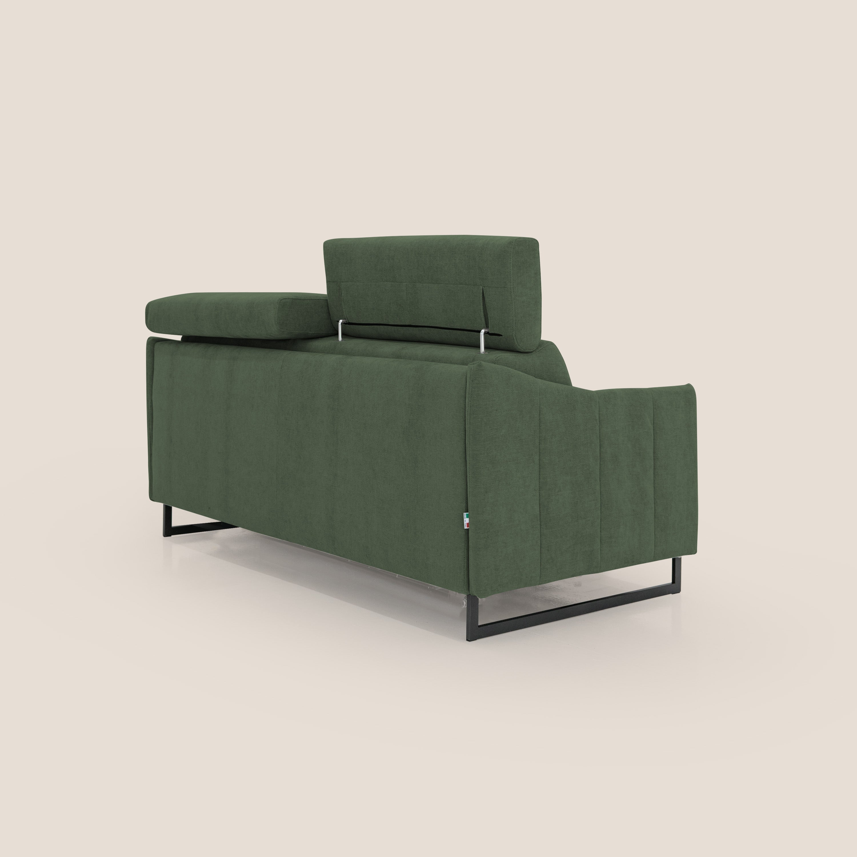 Loto divano letto salvaspazio materasso H18 cm con piedi alti in morbido tessuto impermeabile T14 verde - divani.store