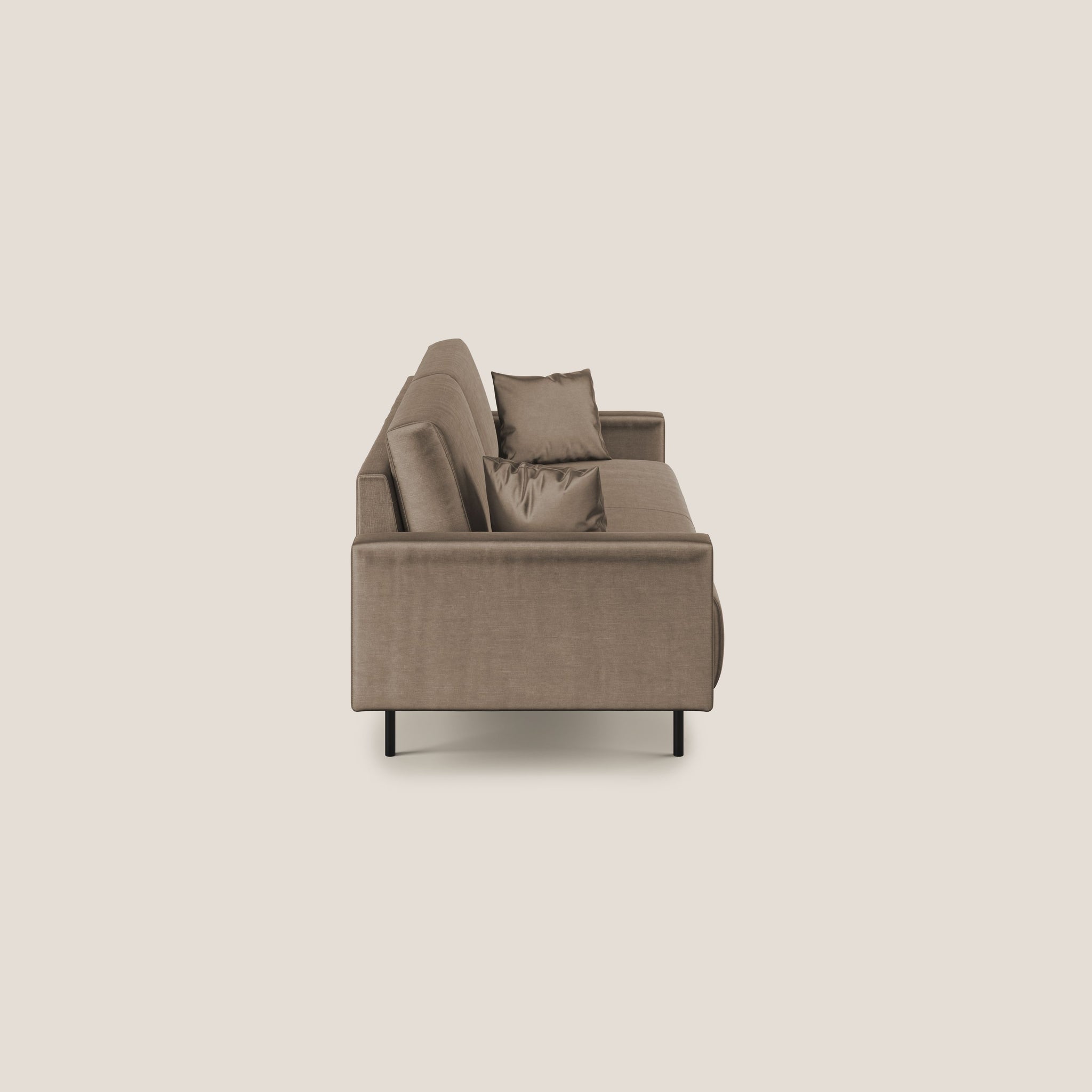 Arthur modernes Sofa 162 cm aus wasserfestem weichem Samt T01 BRAUN