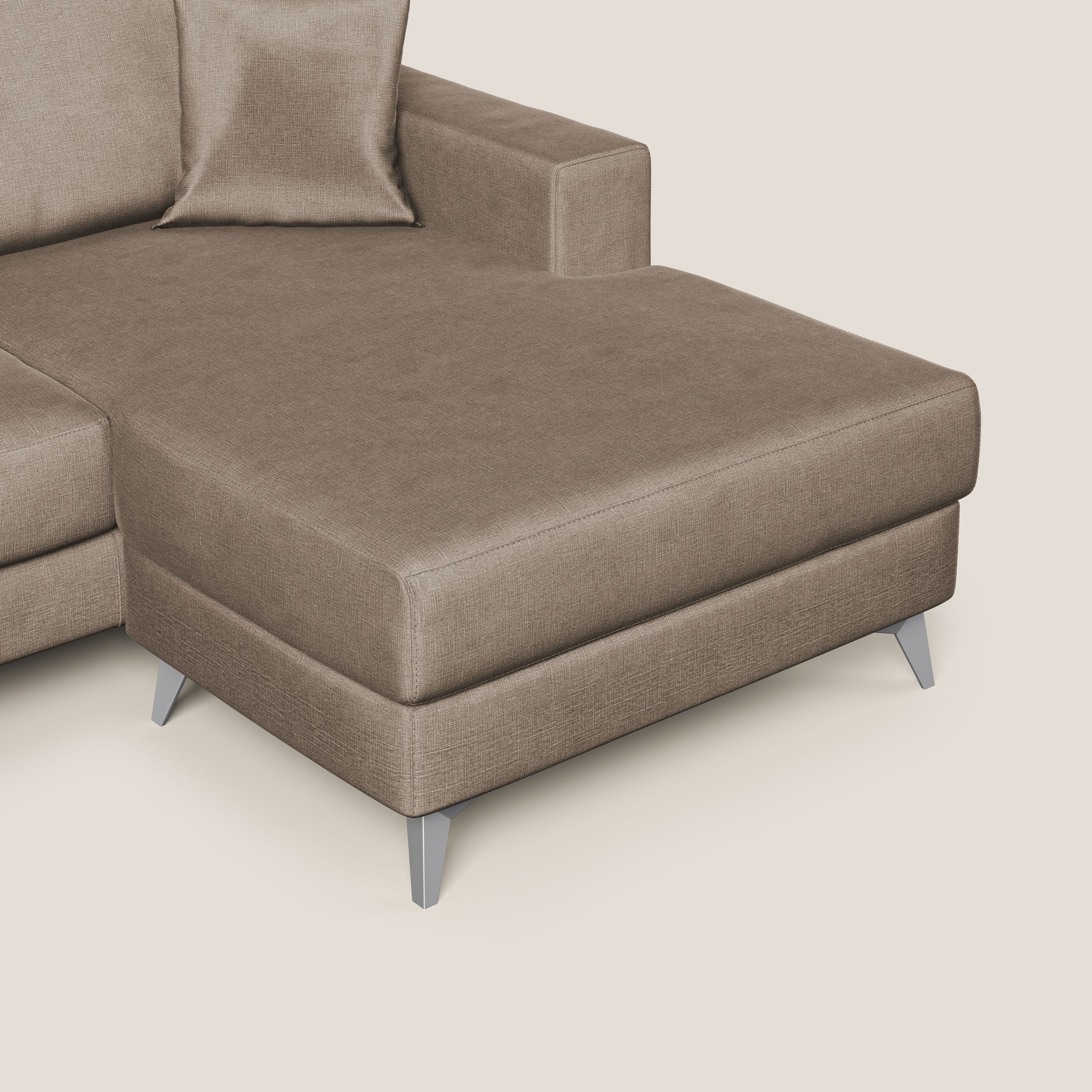 Michael divano moderno angolare con penisola in morbido velluto impermeabile T01 marrone - divani.store