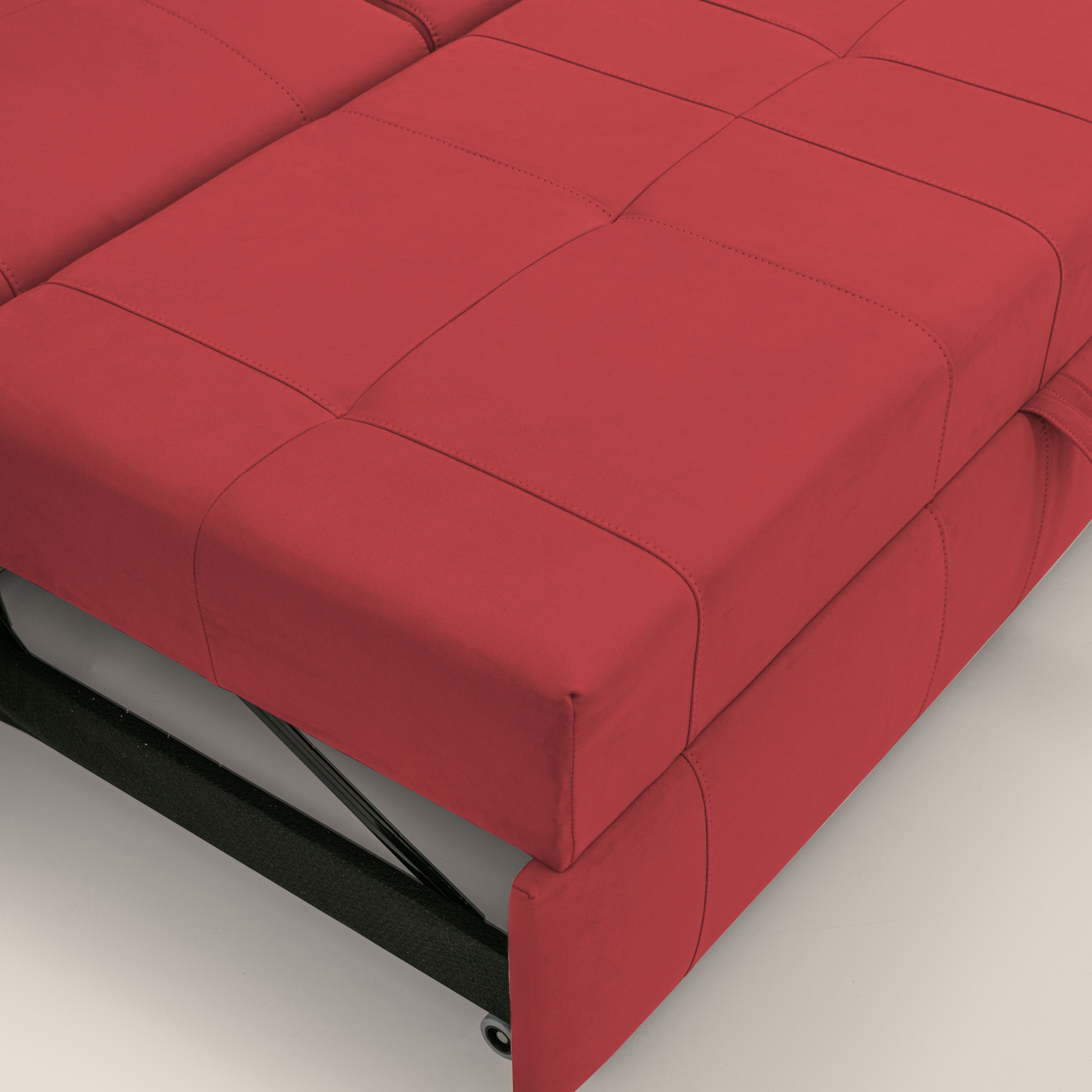 Kronos Divano con pouf estraibile poggiapiedi e poggiatesta reclinabili in morbida microfibra impermeabile T11 rosso - divani.store