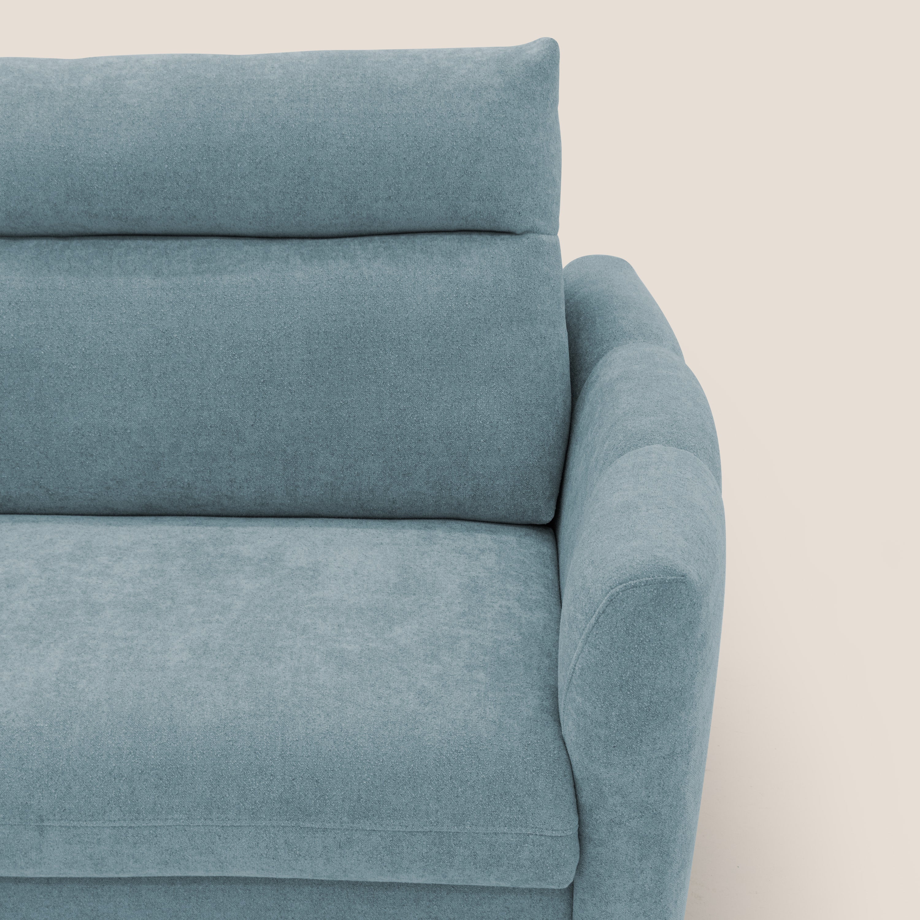 Peonia divano letto scandinavo con materasso H18 cm e morbido e alto schienale in tessuto Bouclé impermeabile T07 carta da zucchero - divani.store