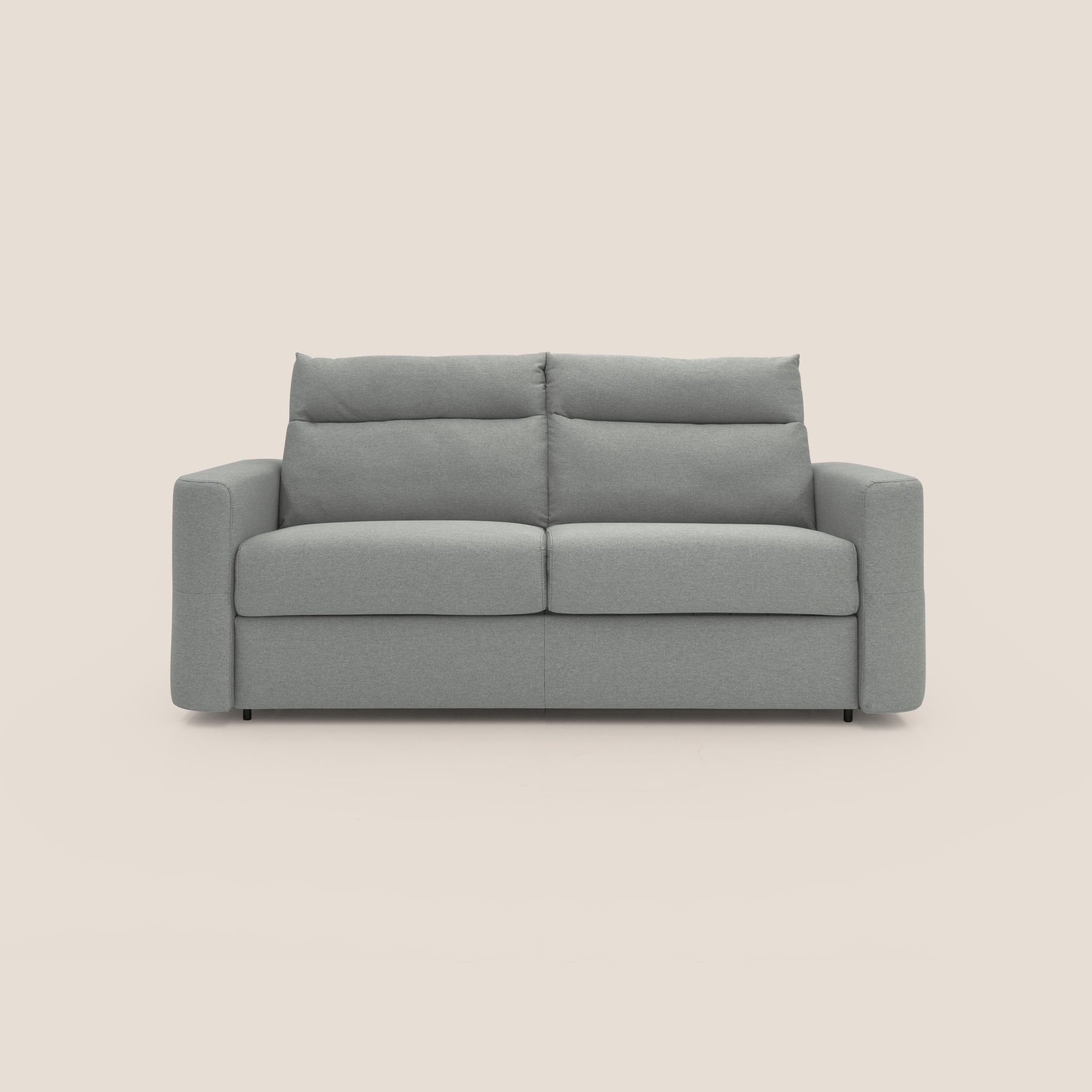 Cupido Schlafsofa 202 cm (mat. 140x197 cm) Matratze H18 aus wasserfestem, baumwollähnlichem Stoff T13 GRAU