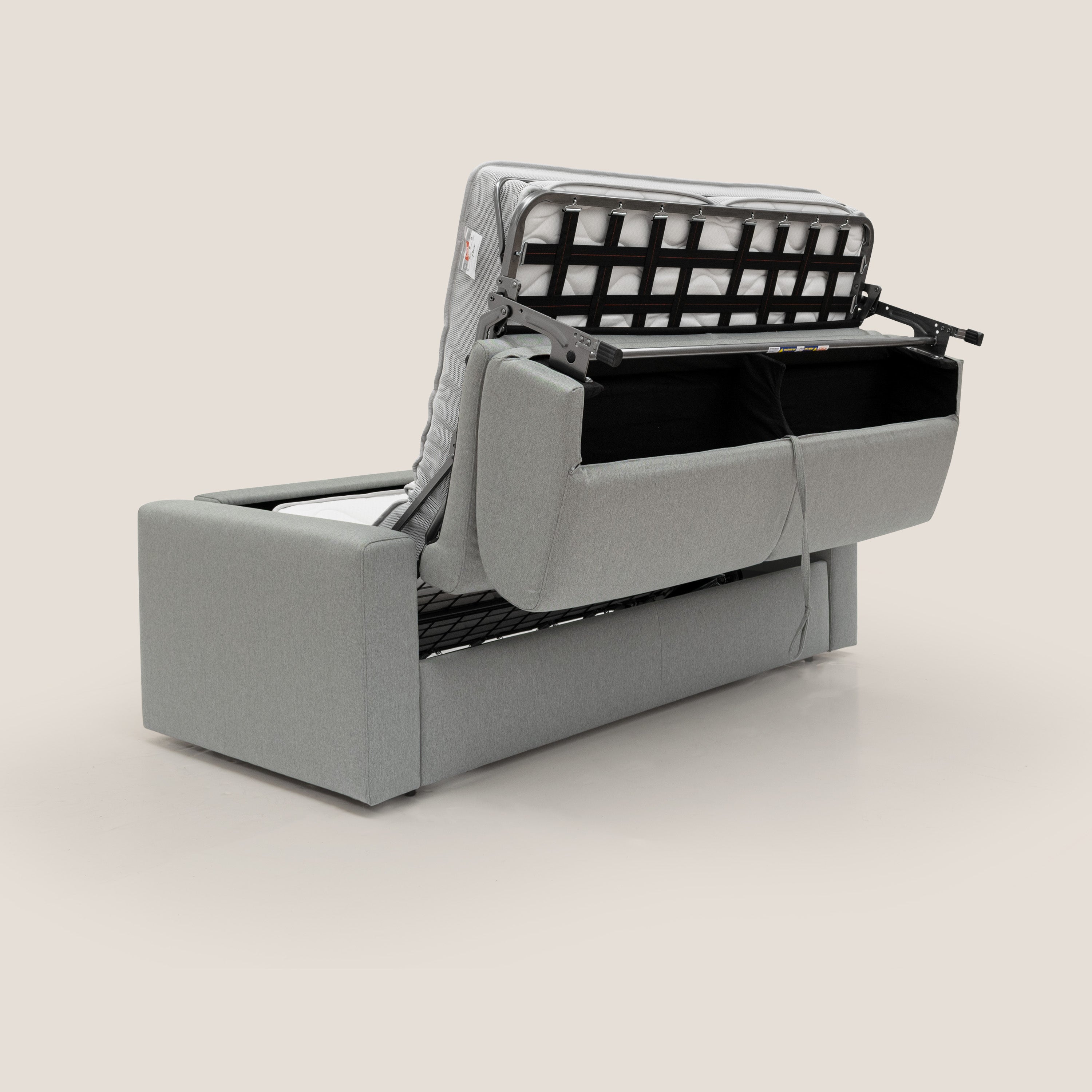 Kansas Divano letto matrimoniale alto 20 cm in tessuto impermeabile misto cotone T13 grigio - divani.store