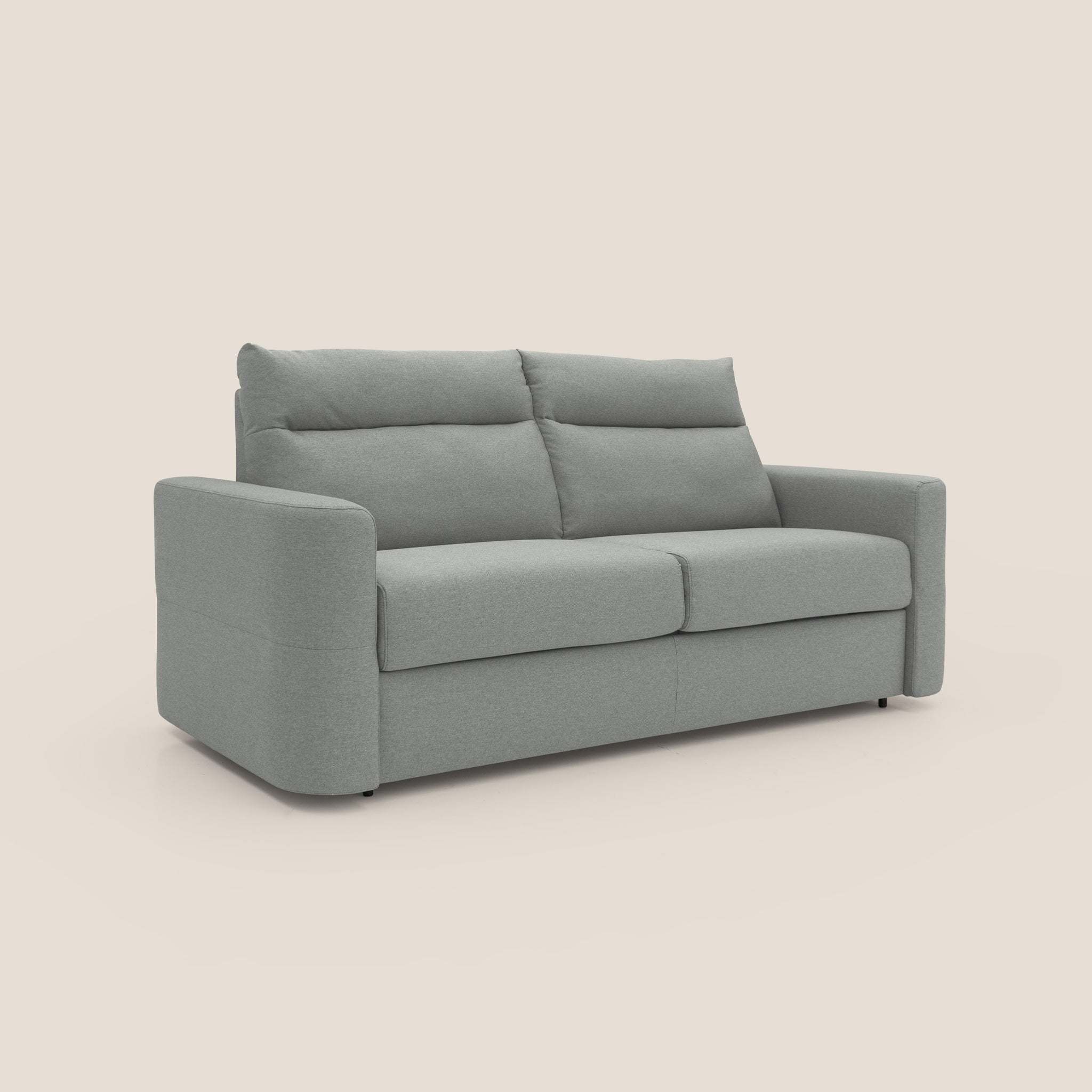 Cupido Schlafsofa 202 cm (mat. 140x197 cm) Matratze H18 aus wasserfestem, baumwollähnlichem Stoff T13 GRAU