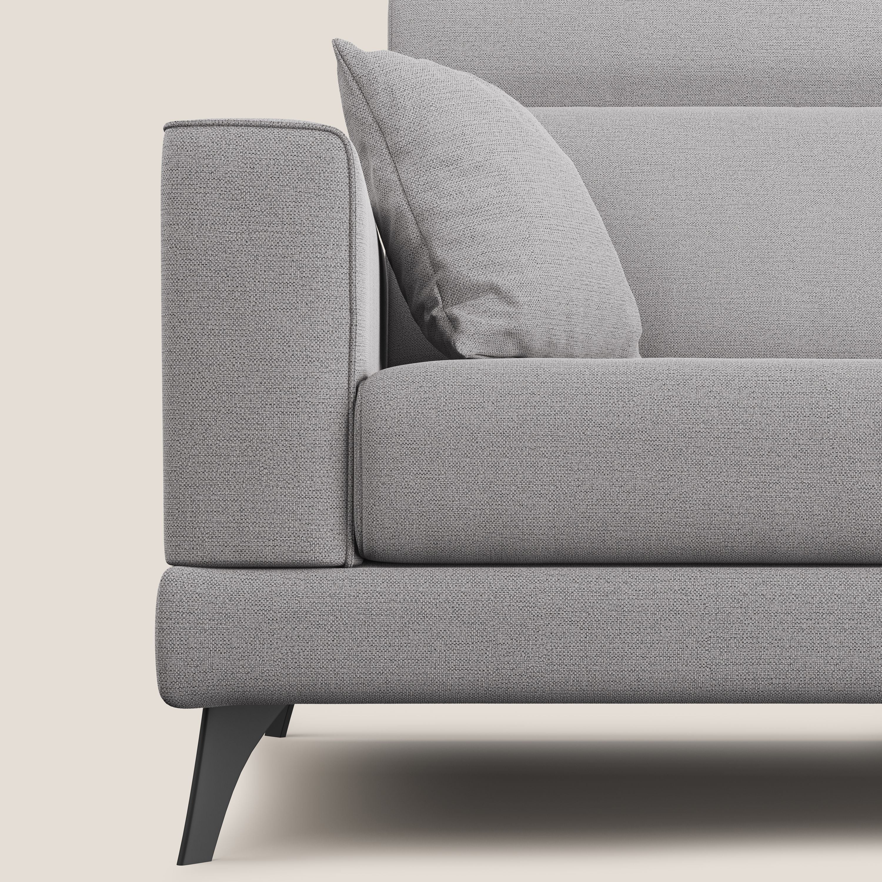 Slide Divano con schienali traslanti e poggiatesta in tessuto simil cotone impermeabile T19 grigio - divani.store