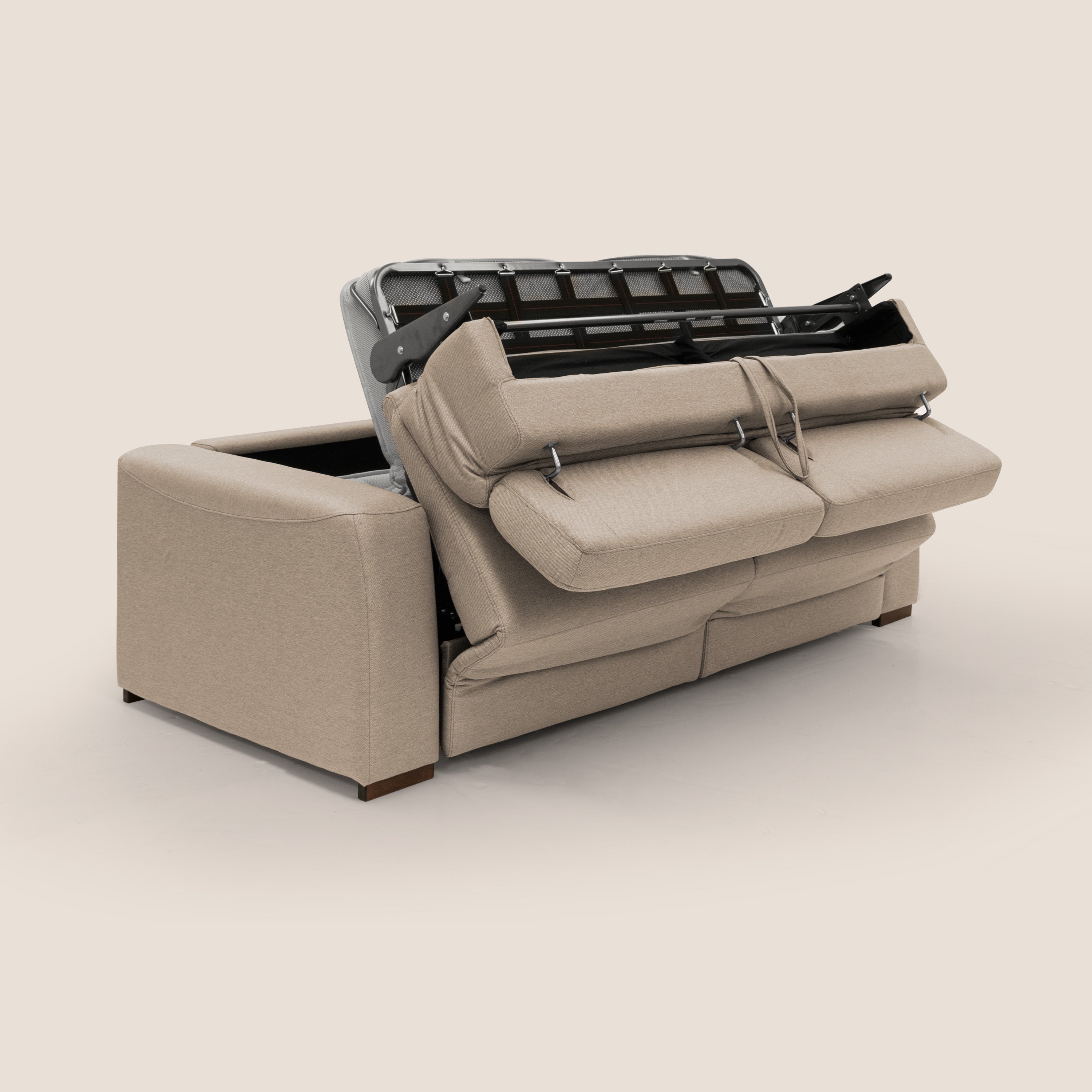 Poseidon divano letto + relax elettrico in tessuto smacchiabile impermeabile T05 beige - divani.store