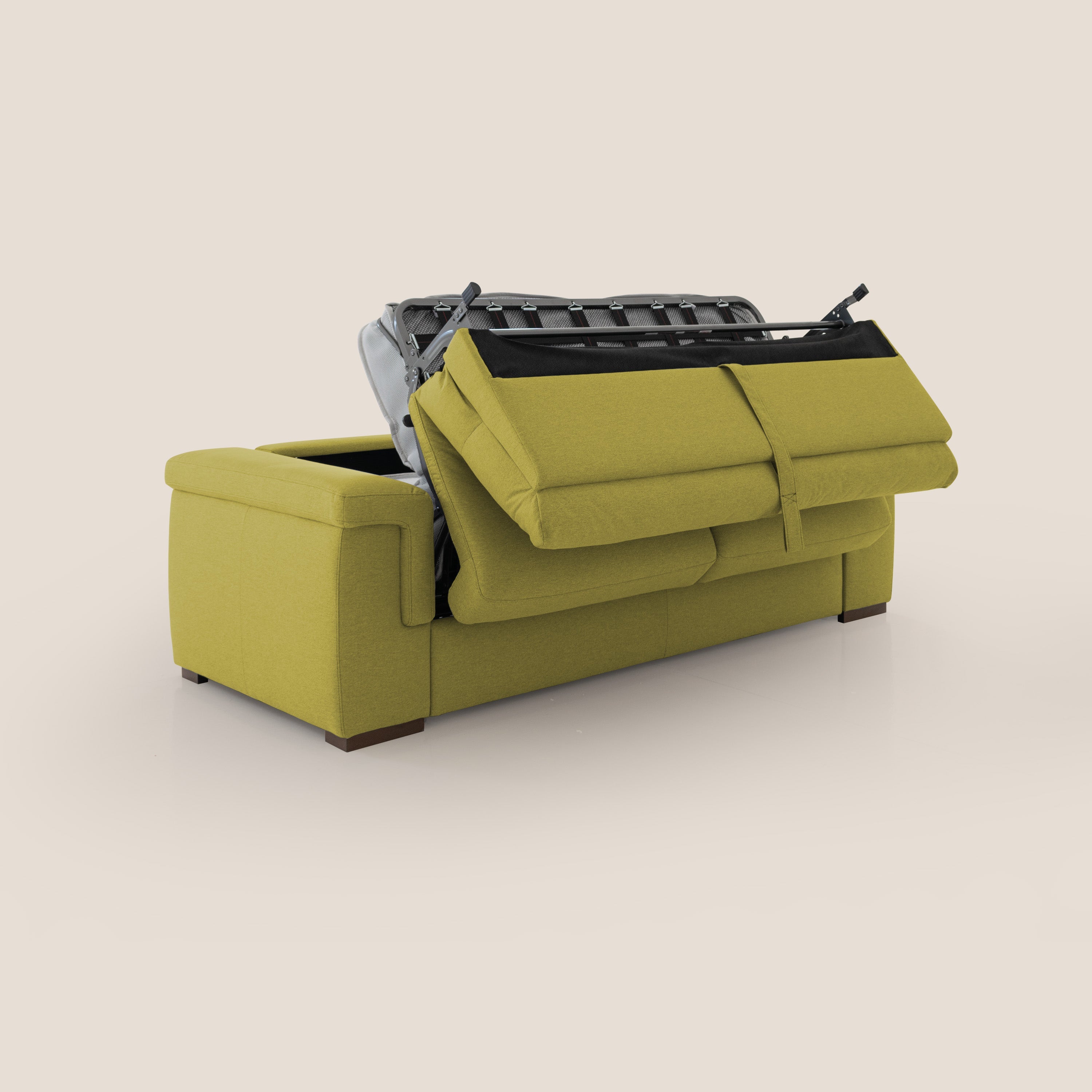 Magnolia divano letto con materasso alto 18 cm morbido schienale alto in tessuto smacchiabile T05 giallo - divani.store