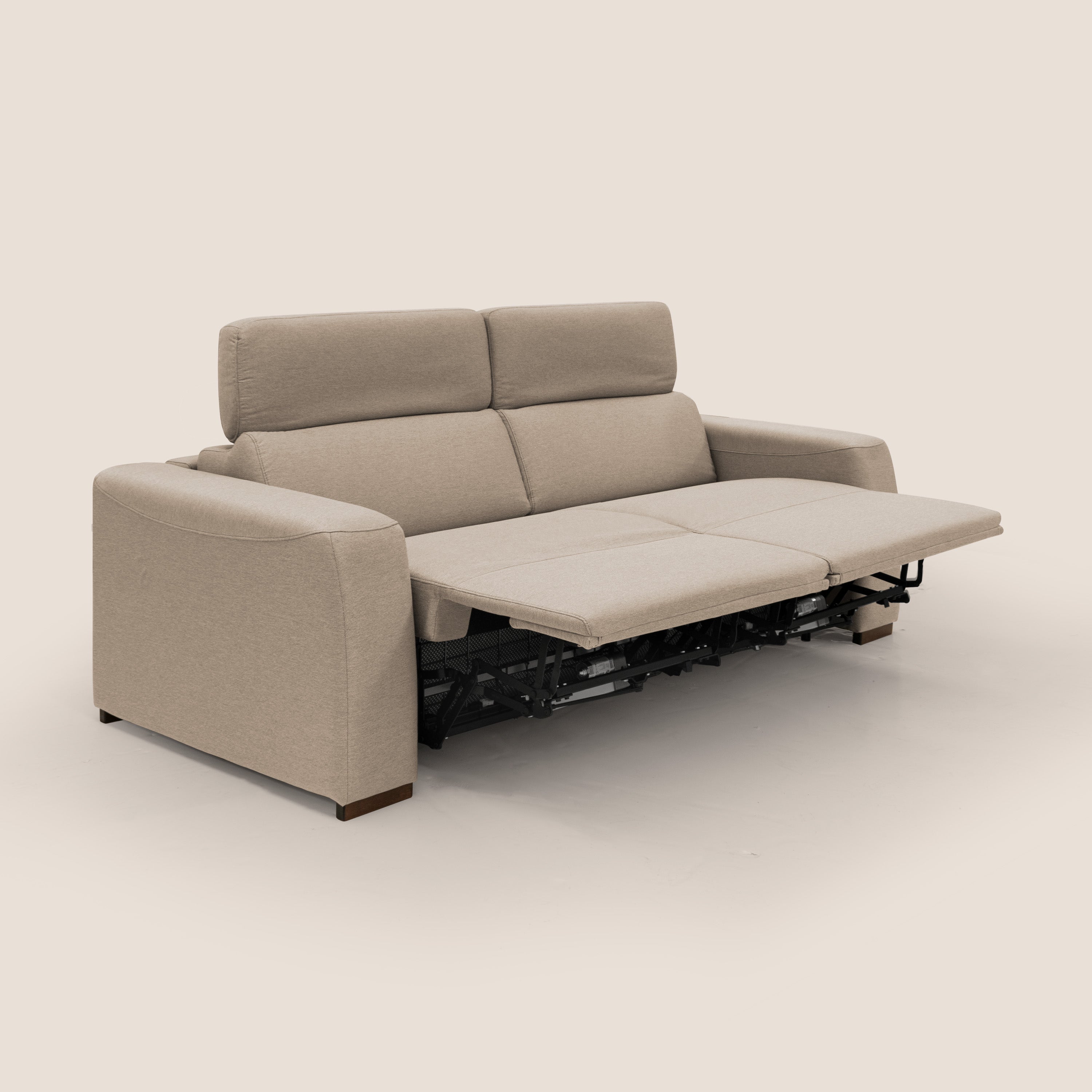 Poseidon divano letto + relax elettrico in tessuto smacchiabile impermeabile T05 beige - divani.store