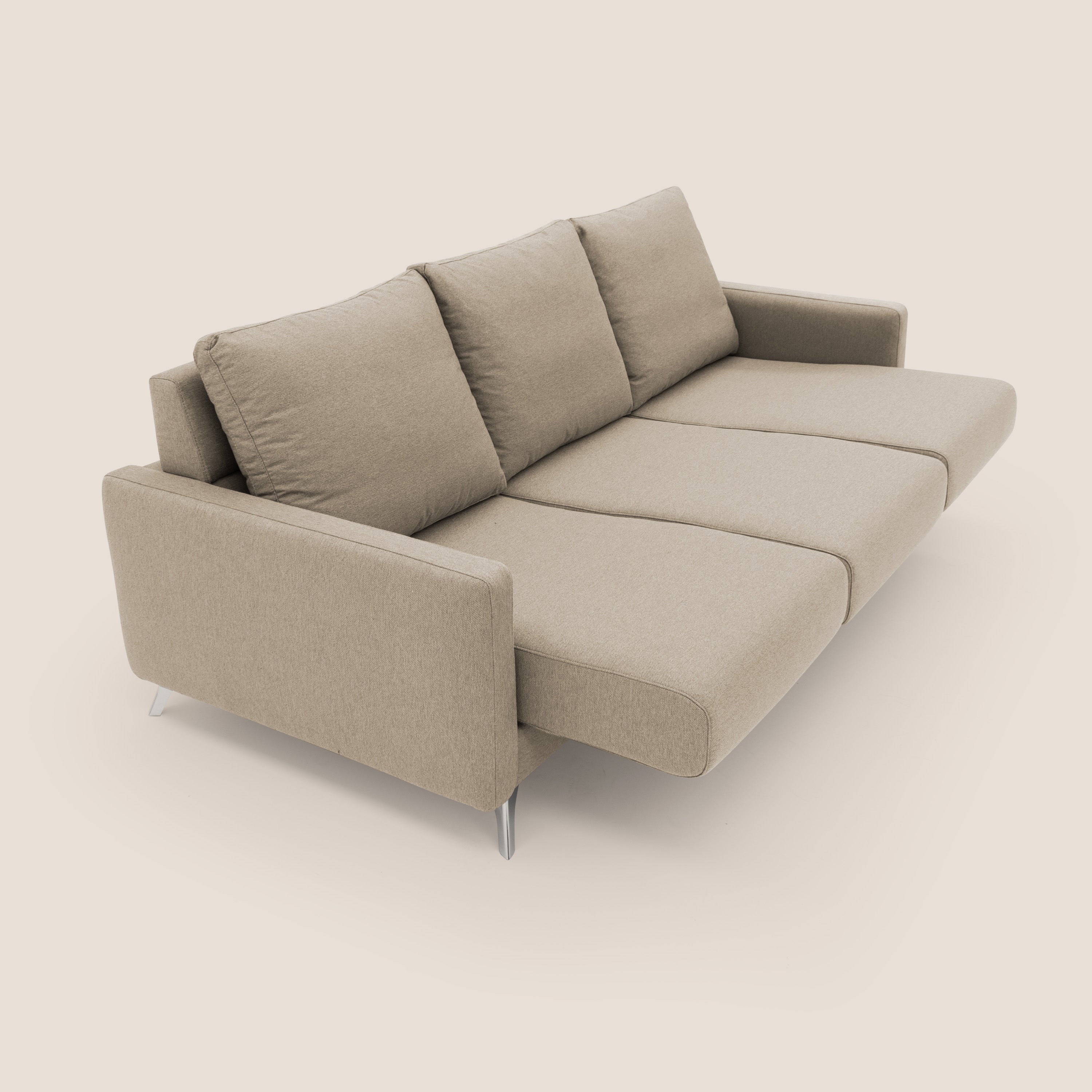 Klimt divano con 3 sedute allungabili e schienali in piuma d'oca in tessuto smacchiabile T05 beige - divani.store