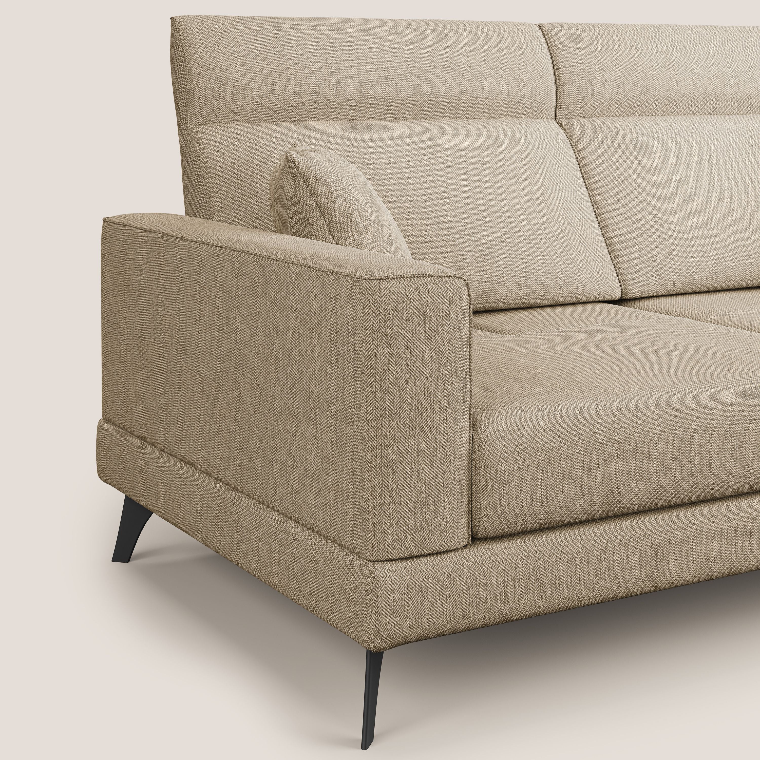 Slide Divano con schienali traslanti e poggiatesta in tessuto smacchiabile T05 beige - divani.store