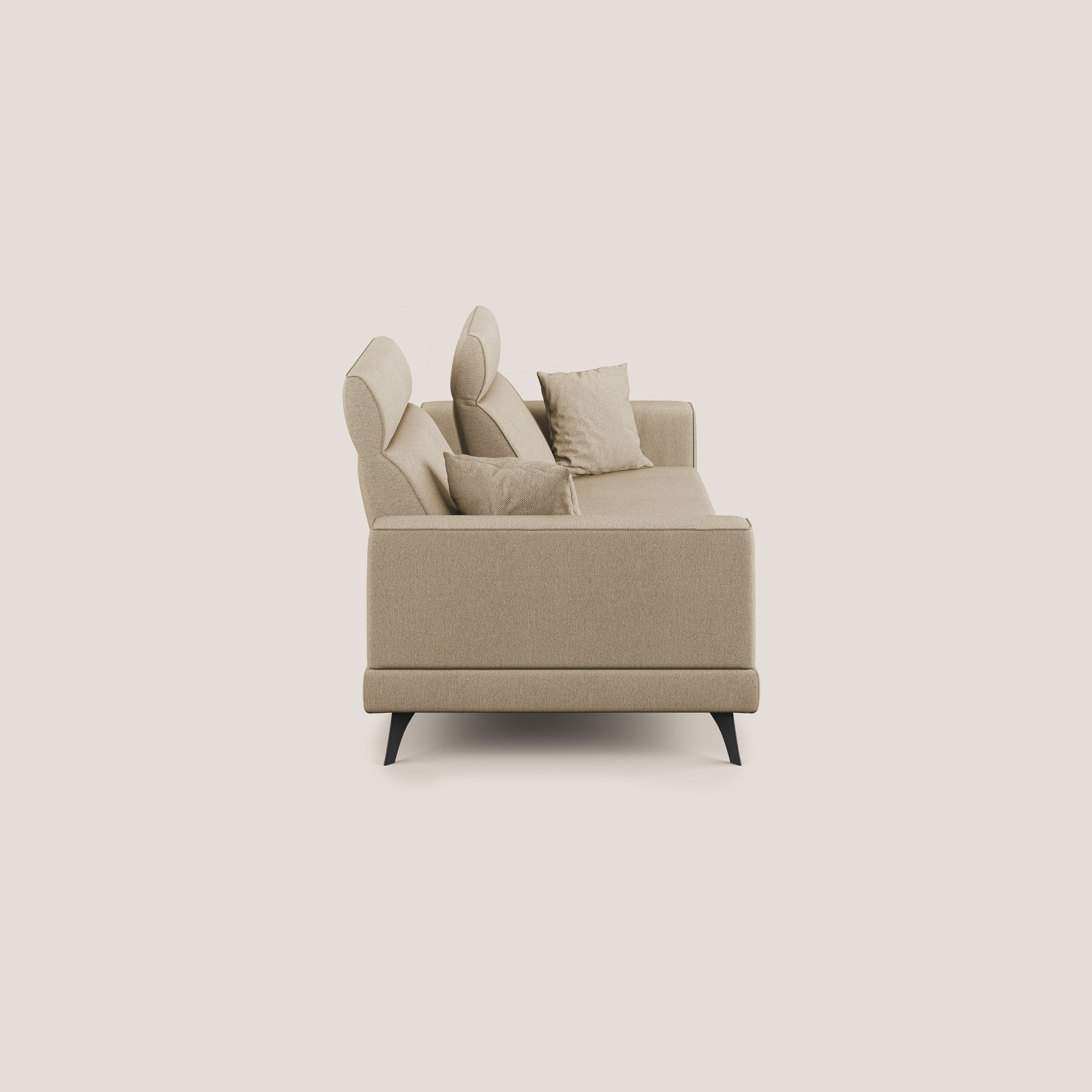 Slide Divano con schienali traslanti e poggiatesta in tessuto smacchiabile T05 beige - divani.store