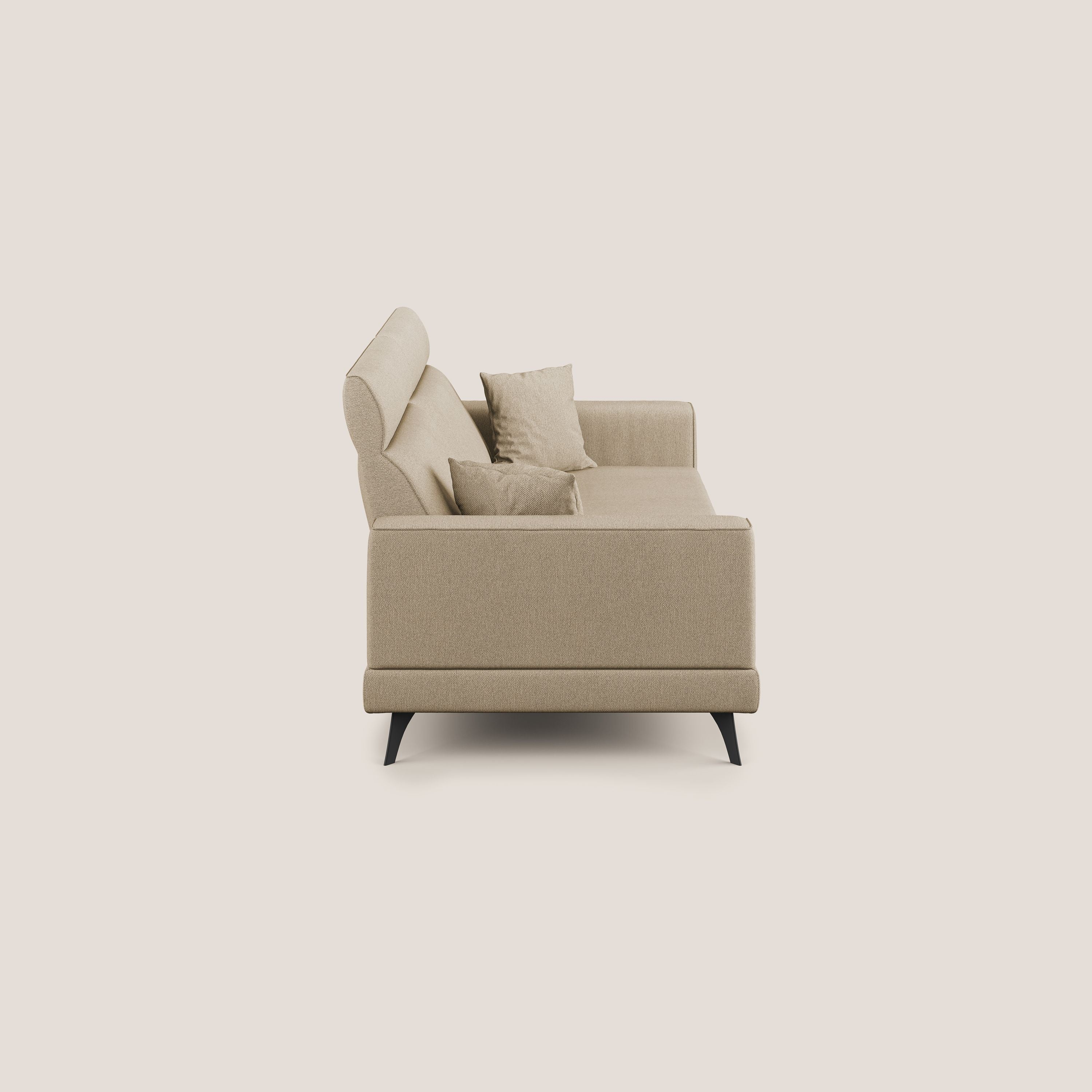 Slide Divano con schienali traslanti e poggiatesta in tessuto smacchiabile T05 beige - divani.store