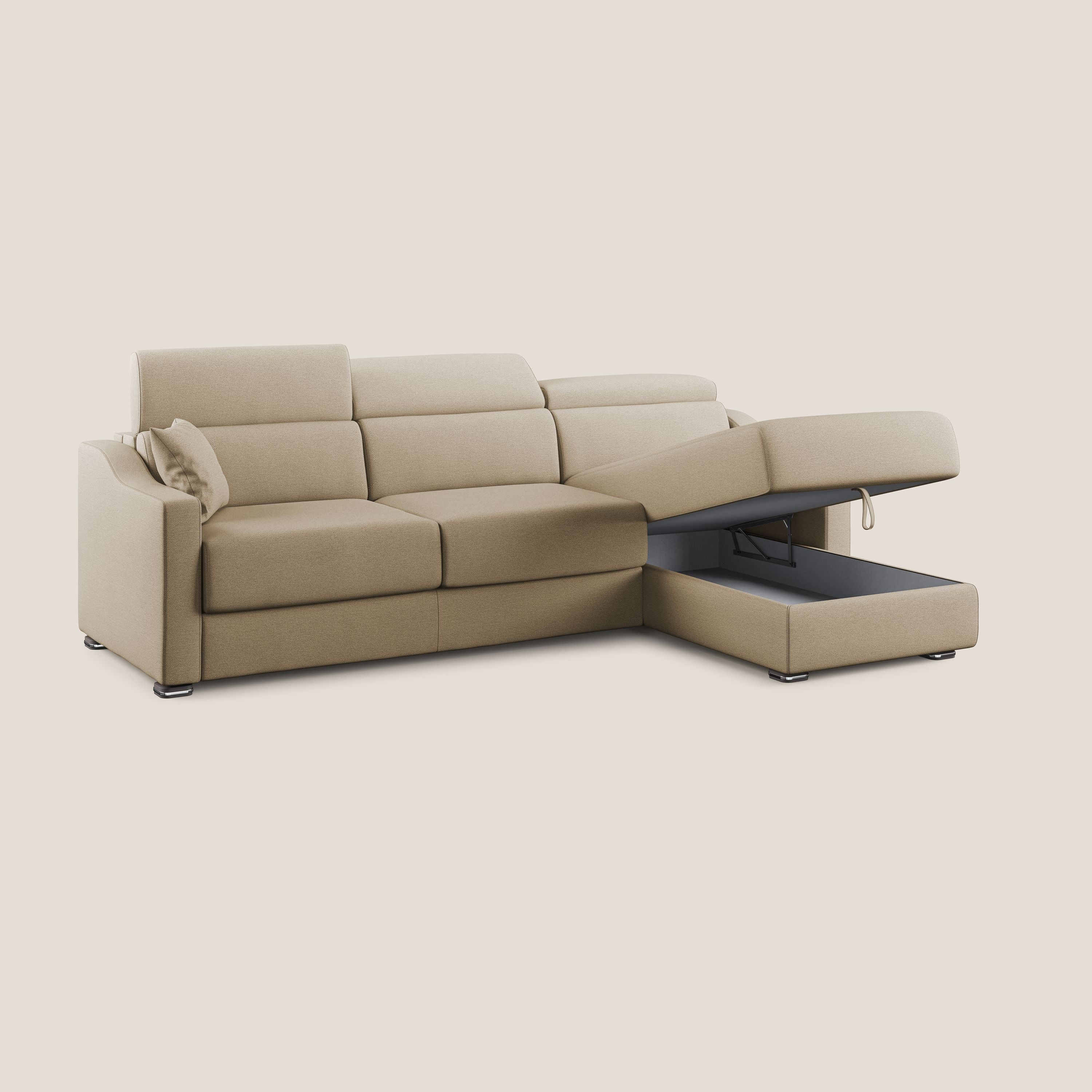 Amber divano letto angolare in tessuto smacchiabile T05 beige - divani.store