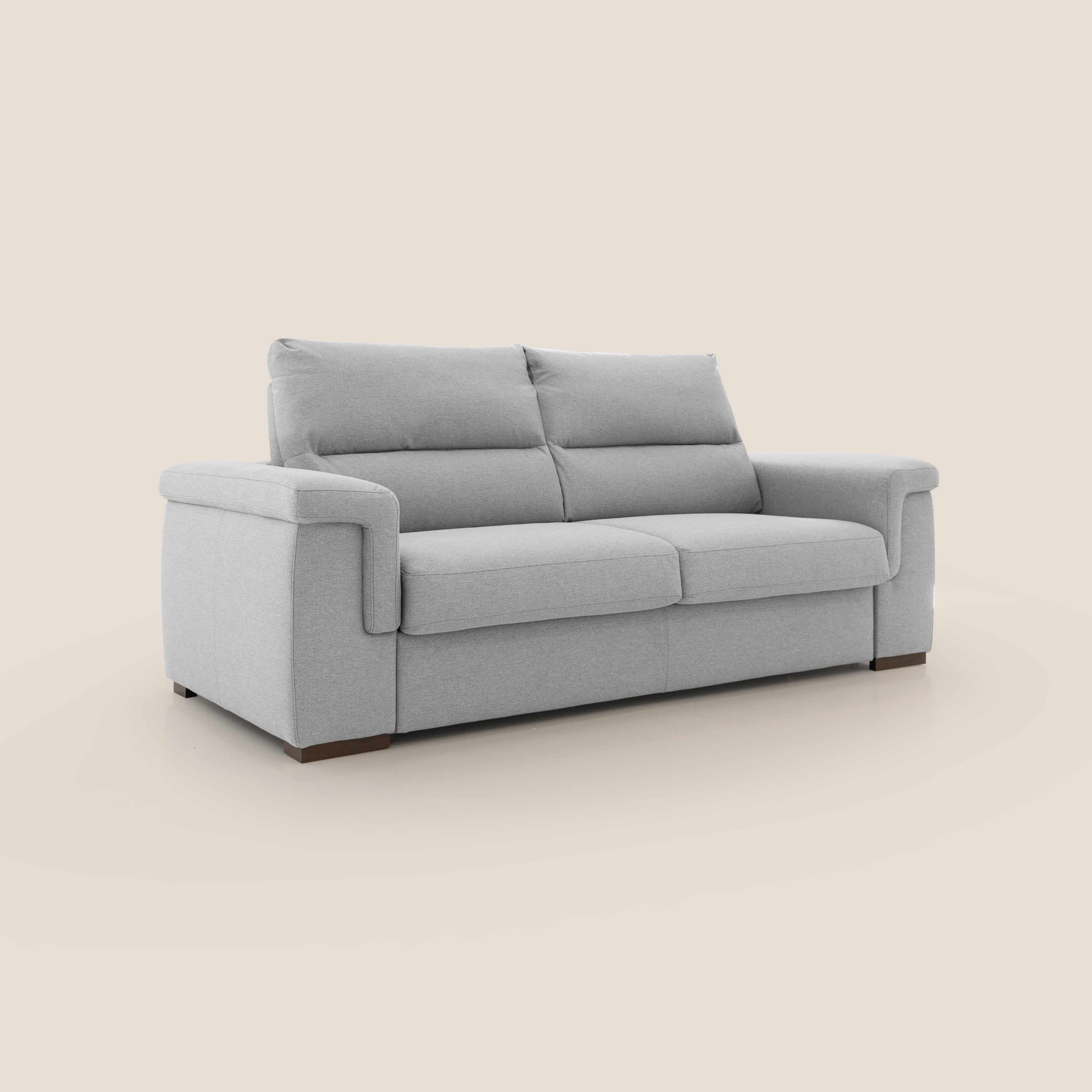 Magnolia divano letto con materasso alto 18 cm morbido schienale alto in tessuto smacchiabile T05 grigio - divani.store