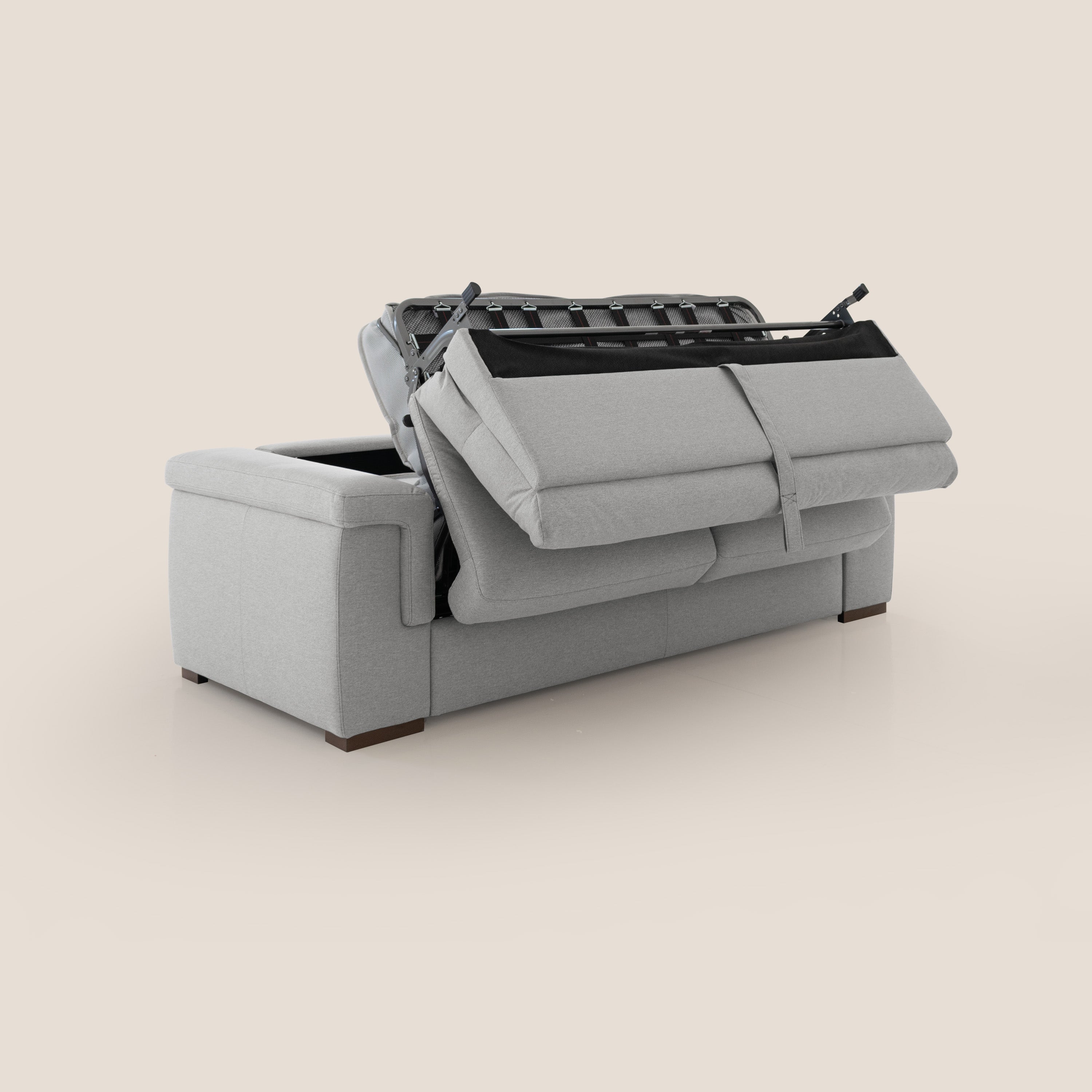 Magnolia divano letto con materasso alto 18 cm morbido schienale alto in tessuto smacchiabile T05 grigio - divani.store