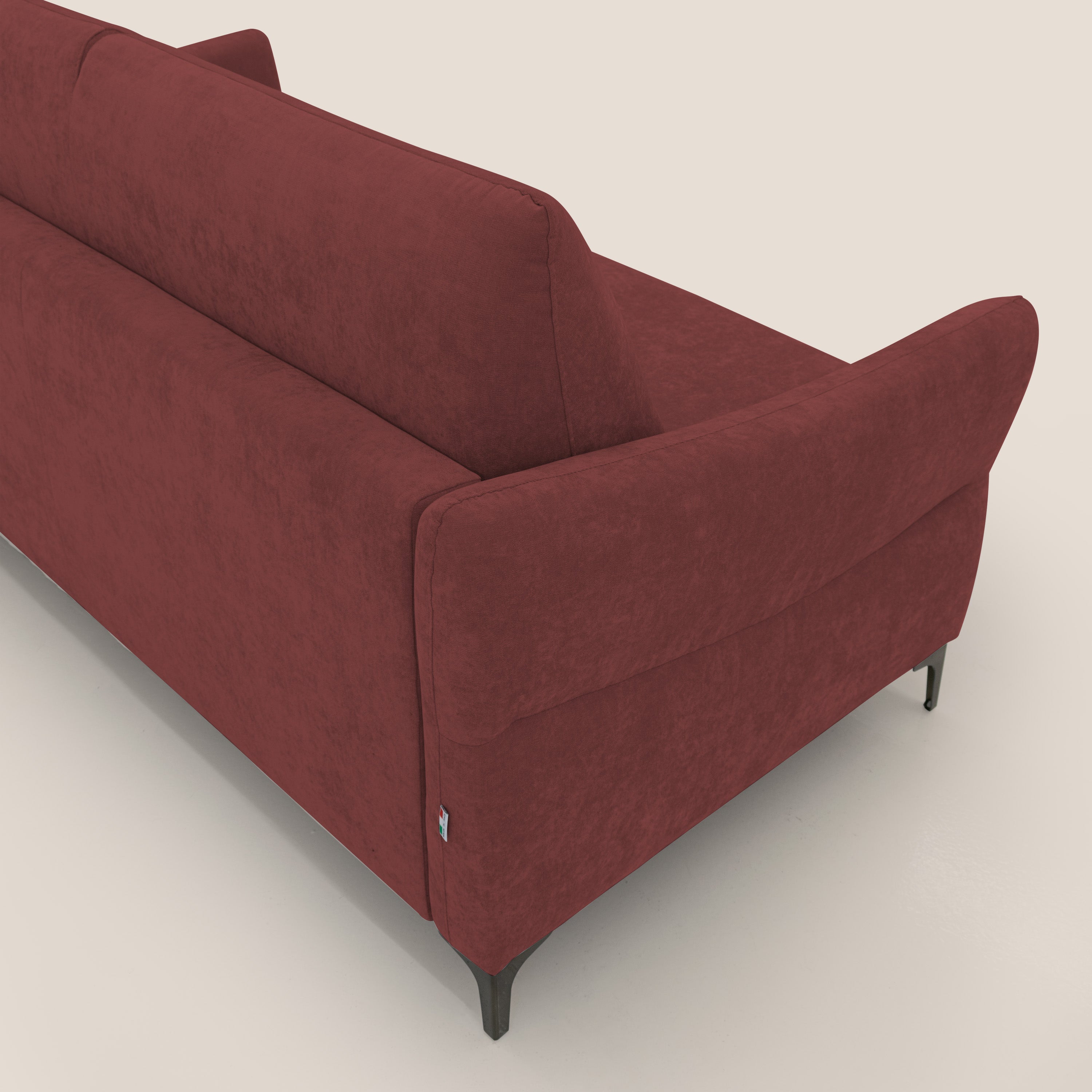 Dalia divano letto con materasso H18 cm e piedi alti in raffinato tessuto smacchiabile T17 rosso - divani.store