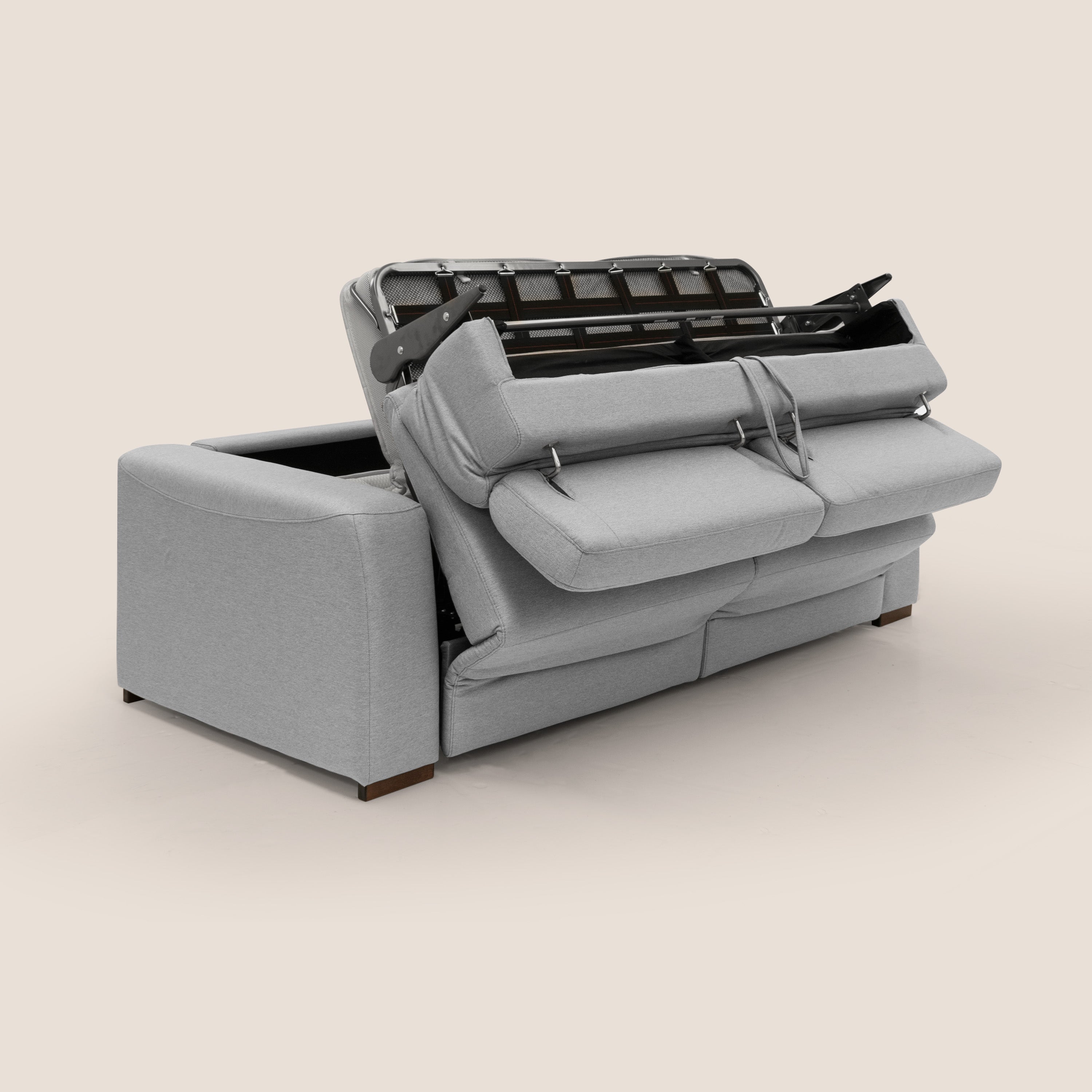 Poseidon divano letto + relax elettrico in tessuto smacchiabile impermeabile T05 grigio - divani.store