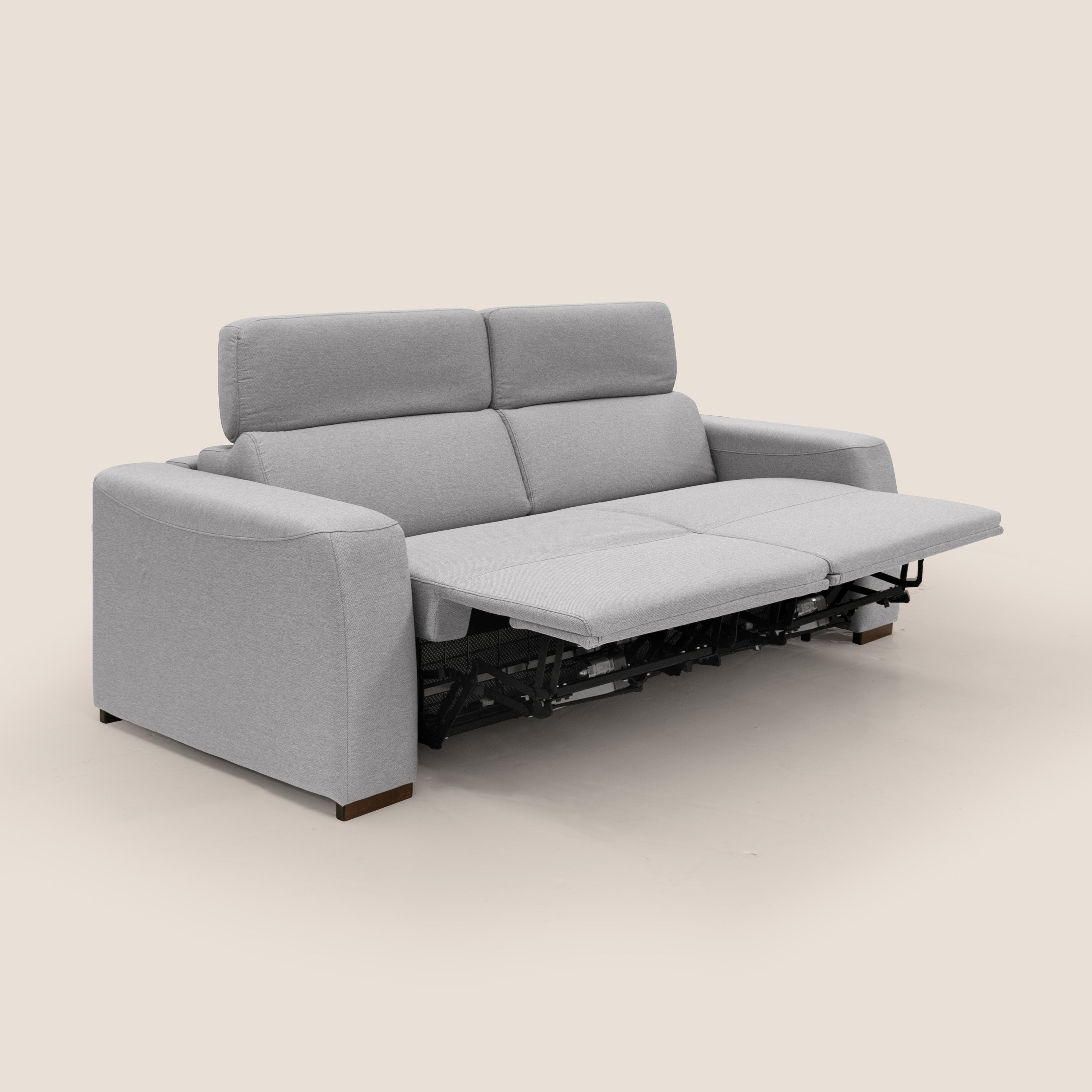 Poseidon divano letto + relax elettrico in tessuto smacchiabile impermeabile T05 grigio - divani.store