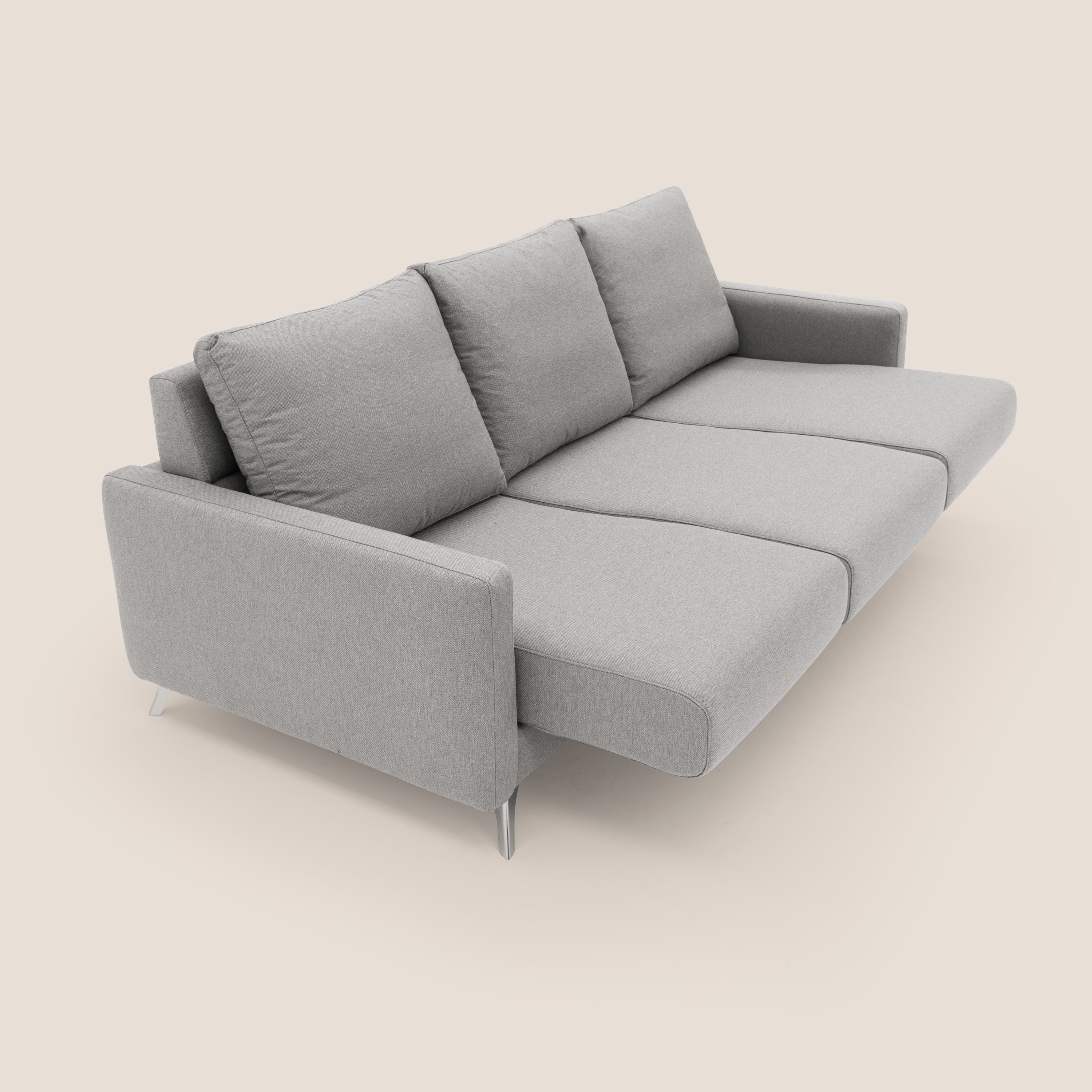 Klimt divano con 3 sedute allungabili e schienali in piuma d'oca in tessuto smacchiabile T05 grigio - divani.store