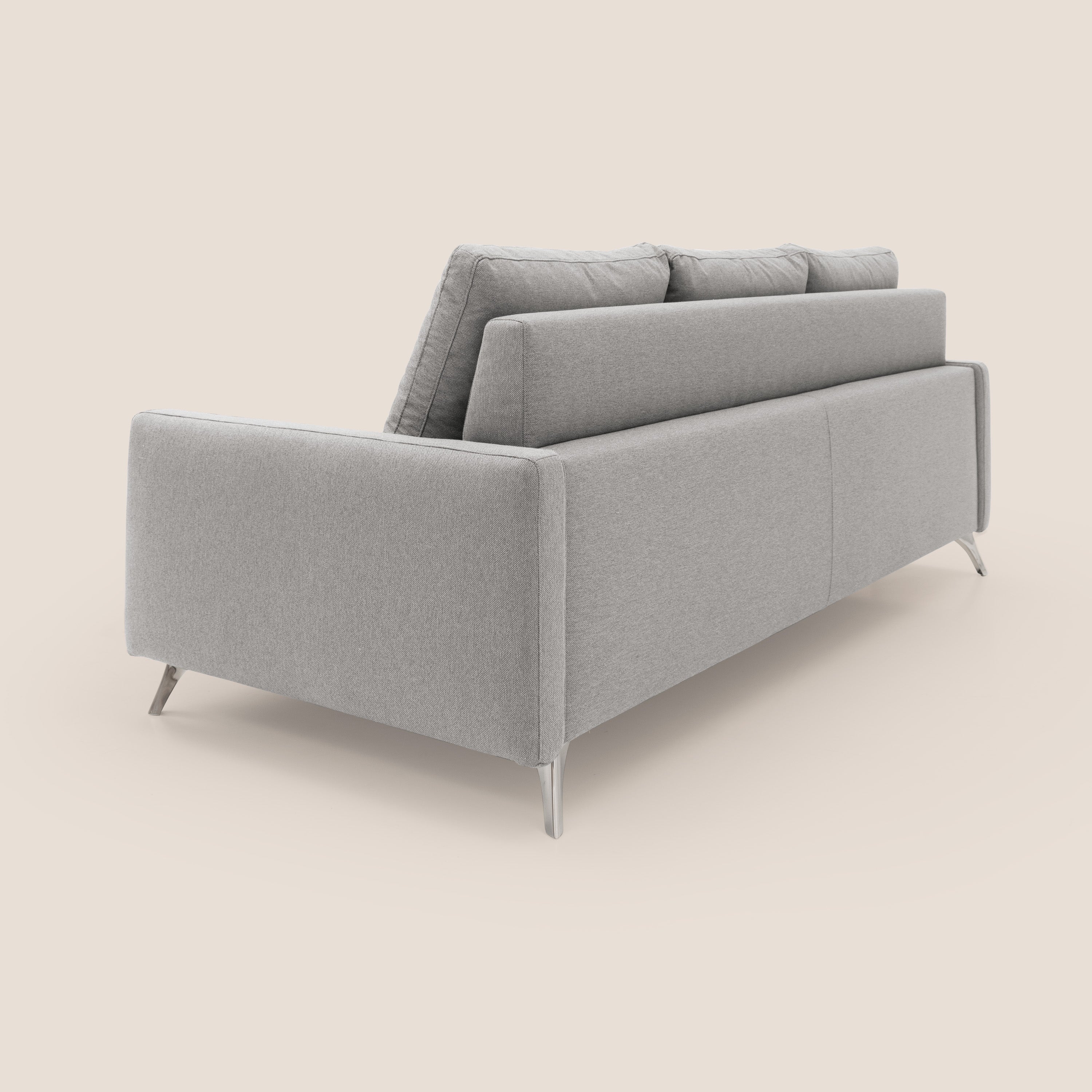 Klimt divano con 3 sedute allungabili e schienali in piuma d'oca in tessuto smacchiabile T05 grigio - divani.store