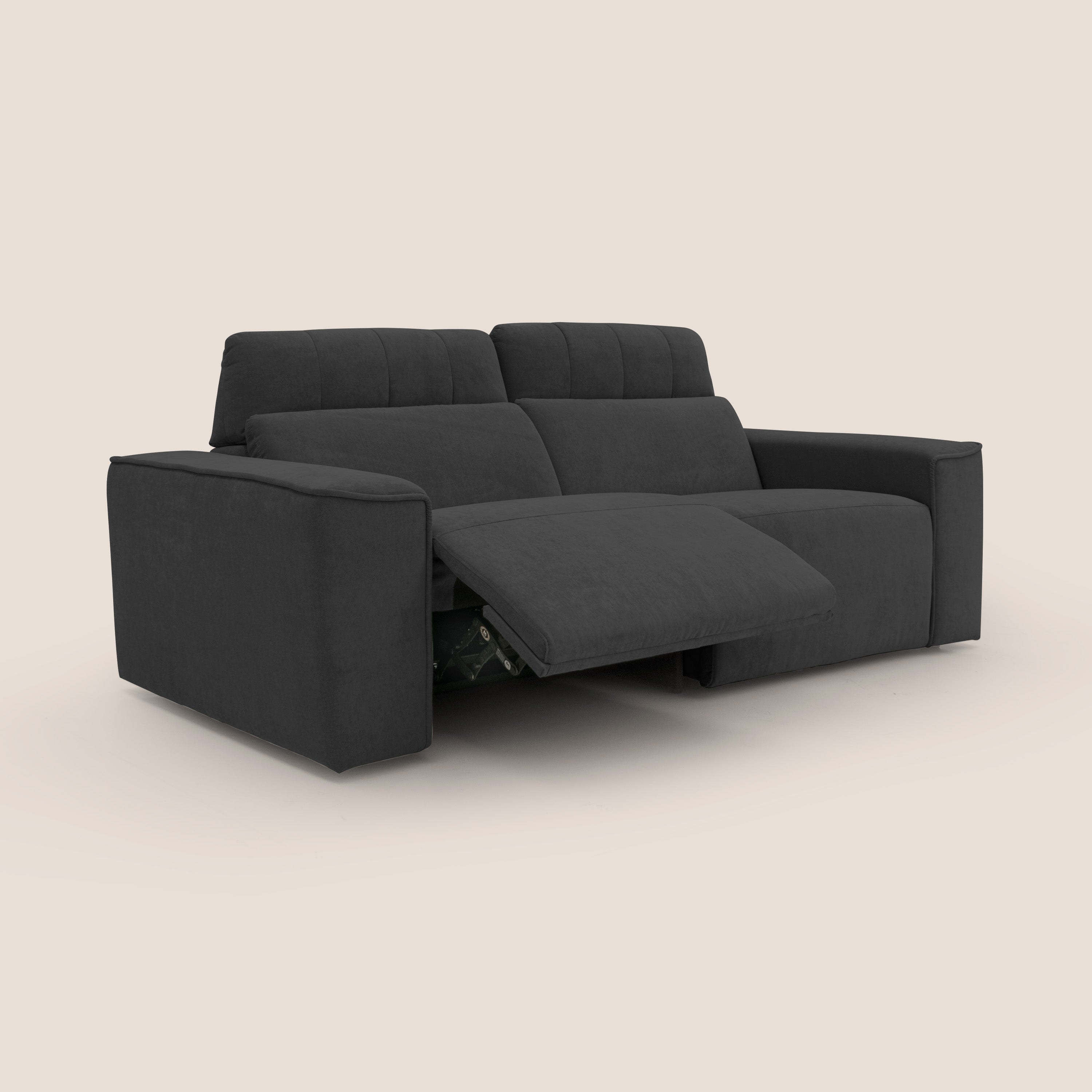 Clark Divano modulare con opzione relax elettrico in tessuto smacchiabile impermeabile T17 nero - divani.store