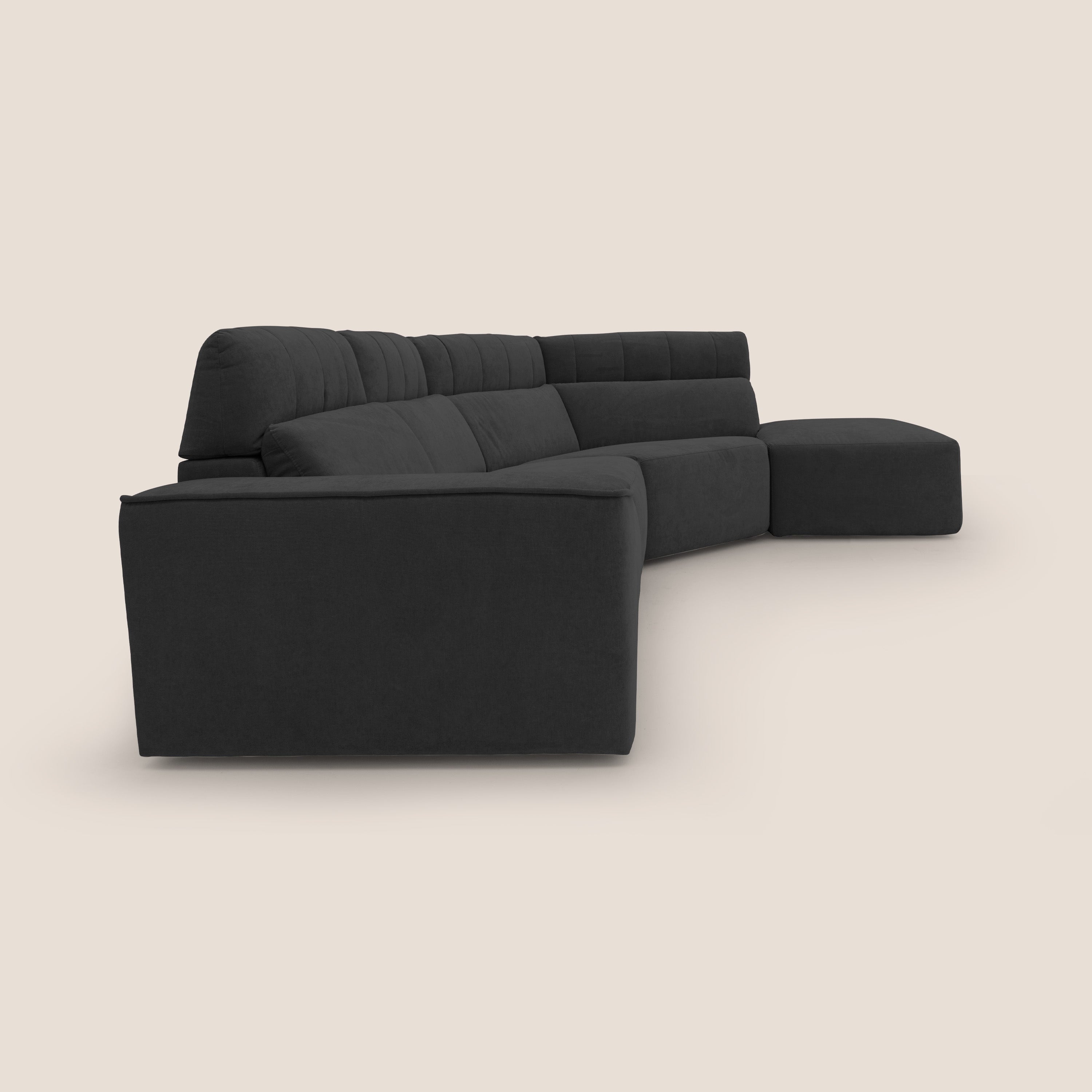 Clark Divano angolare con opzione relax elettrico in tessuto smacchiabile impermeabile T17 nero - divani.store