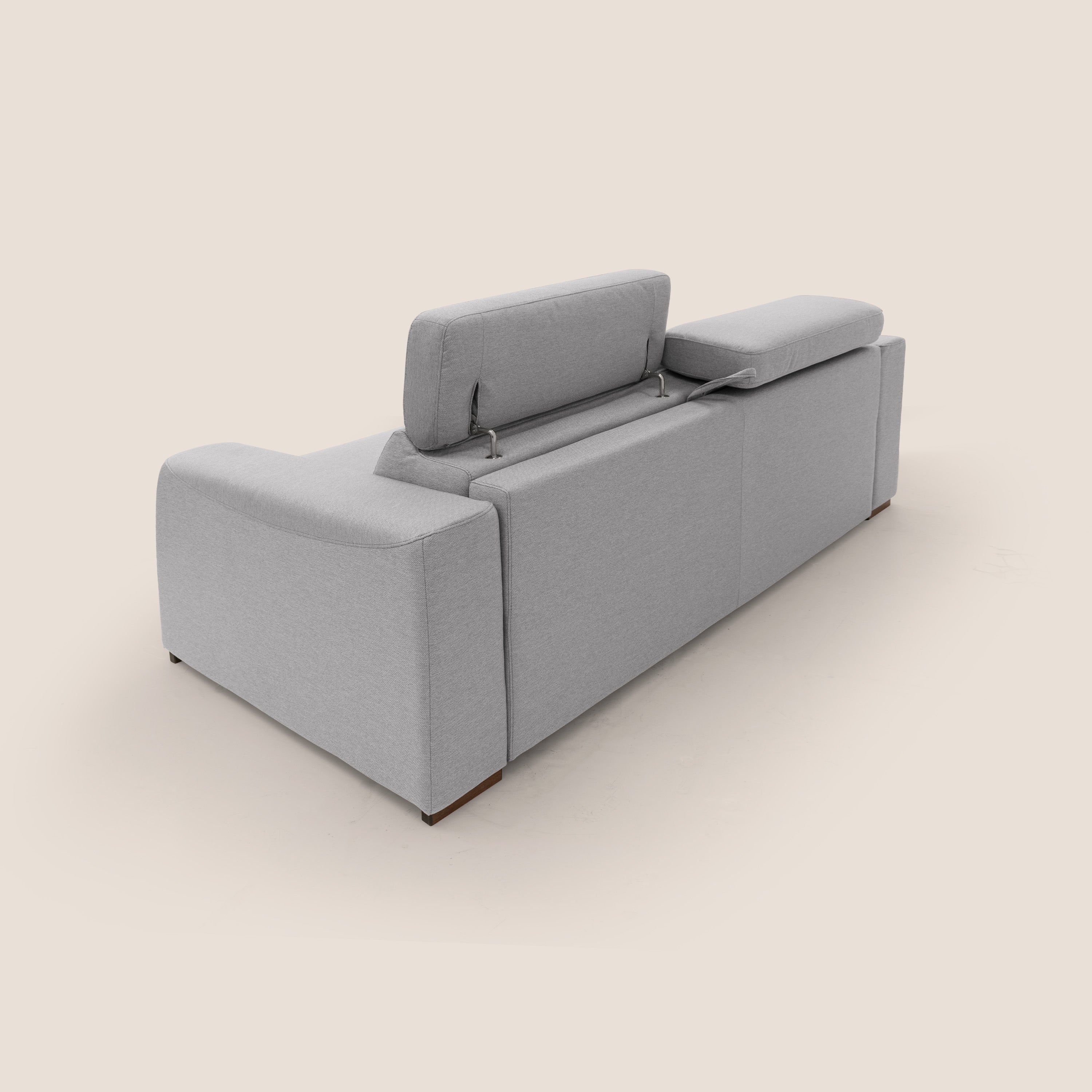 Poseidon Schlafsofa mit elektrischem Relaxmechanismus aus wasserfestem, abwaschbarem Stoff T05 grau