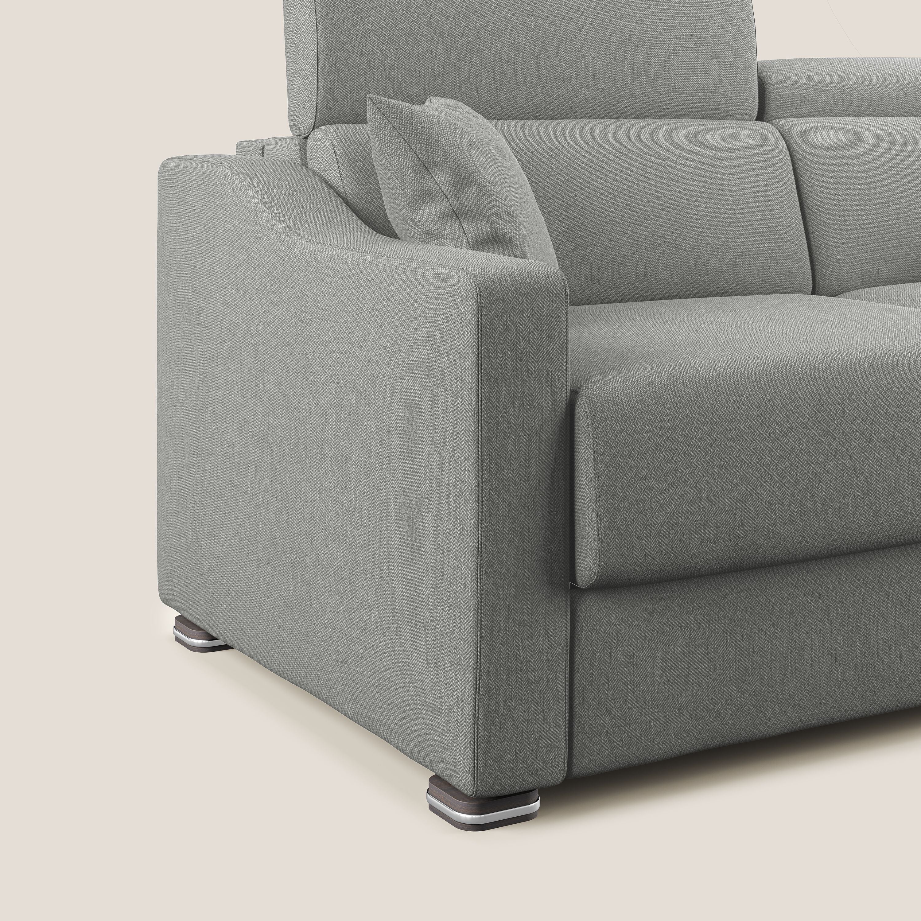 Amber divano letto angolare in tessuto smacchiabile T05 grigio - divani.store