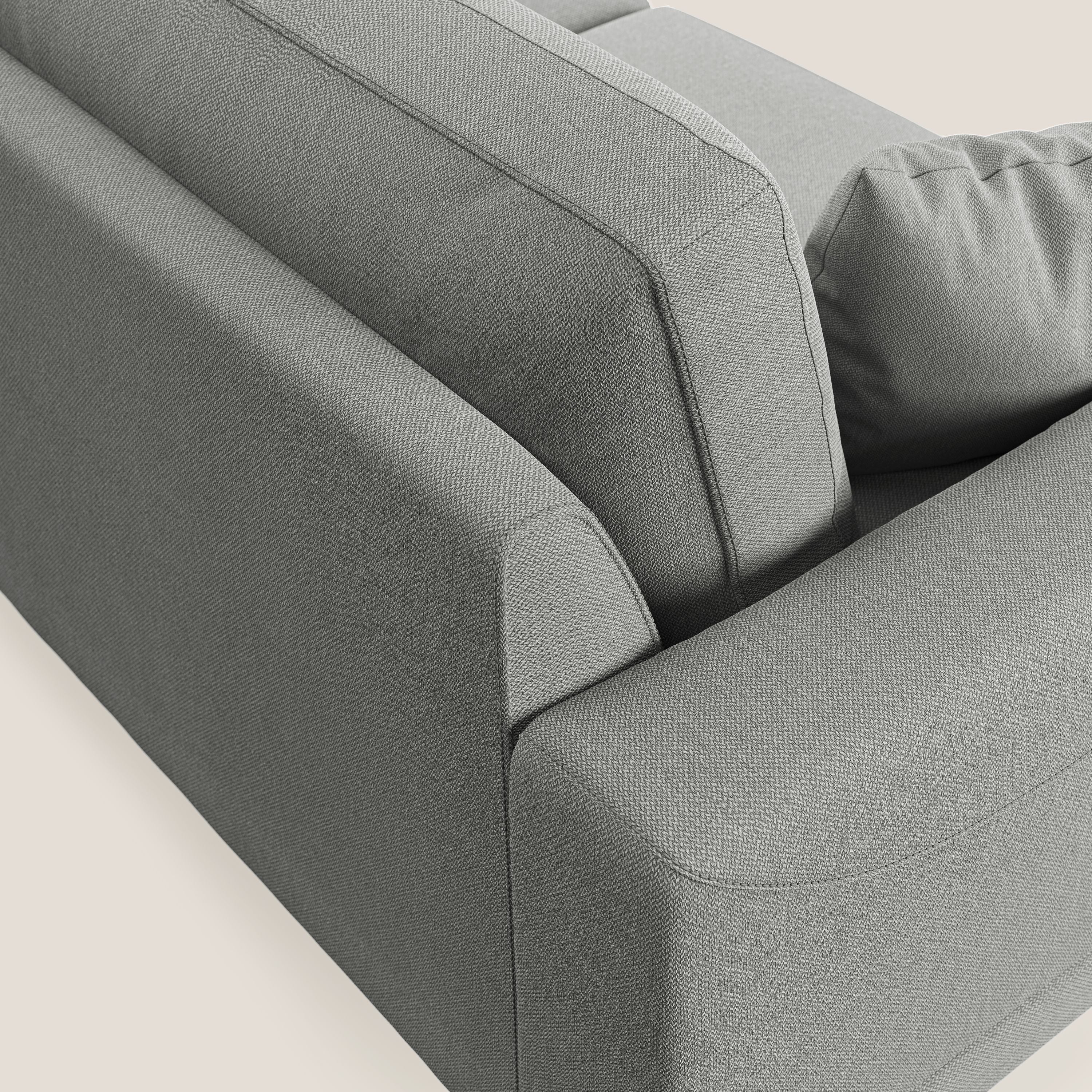 Dorian divano moderno angolare con penisola in tessuto morbido antimacchia T05 grigio - divani.store