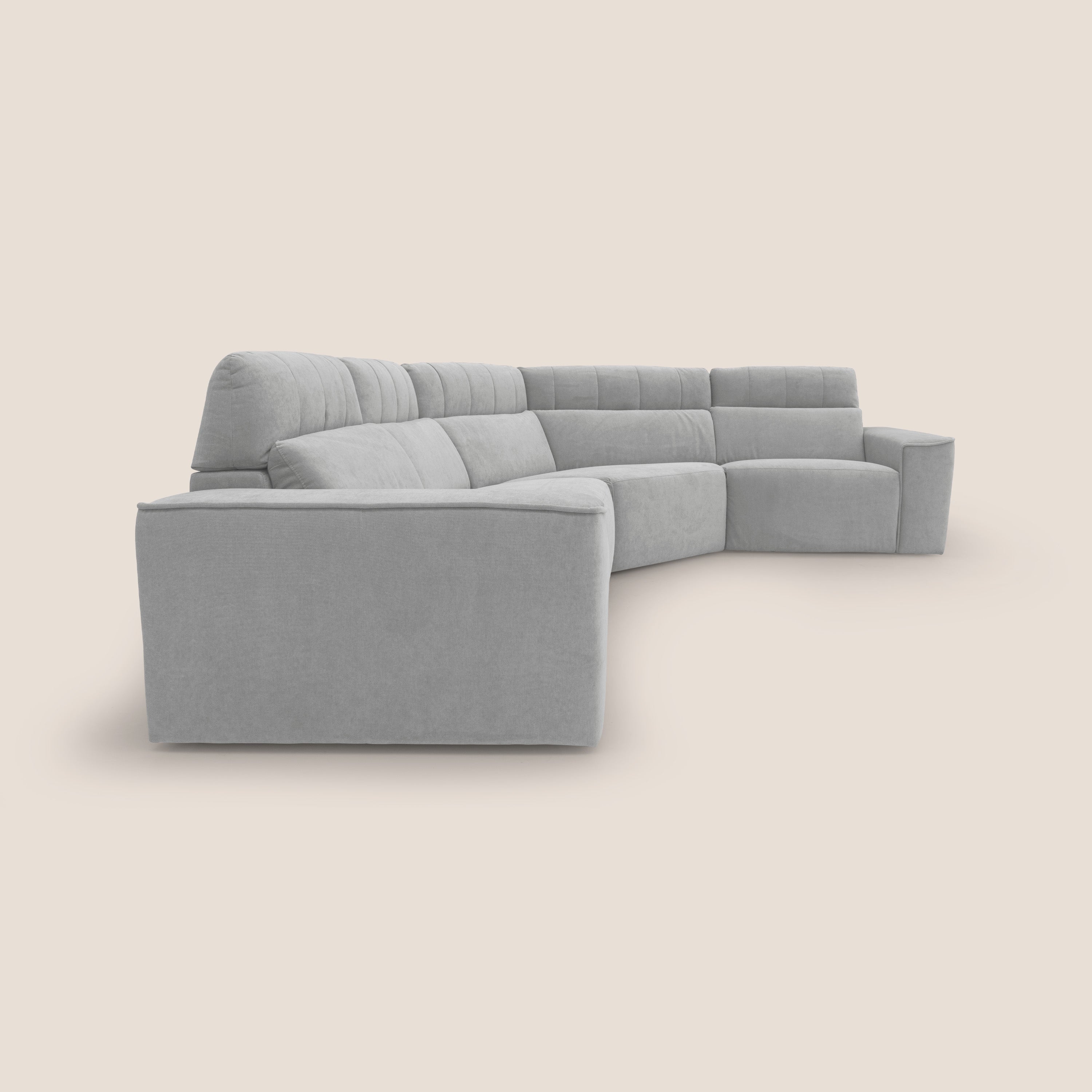 Clark Divano modulare angolare REVERSIBILE con opzione relax elettrico in tessuto smacchiabile impermeabile T17 grigio - divani.store