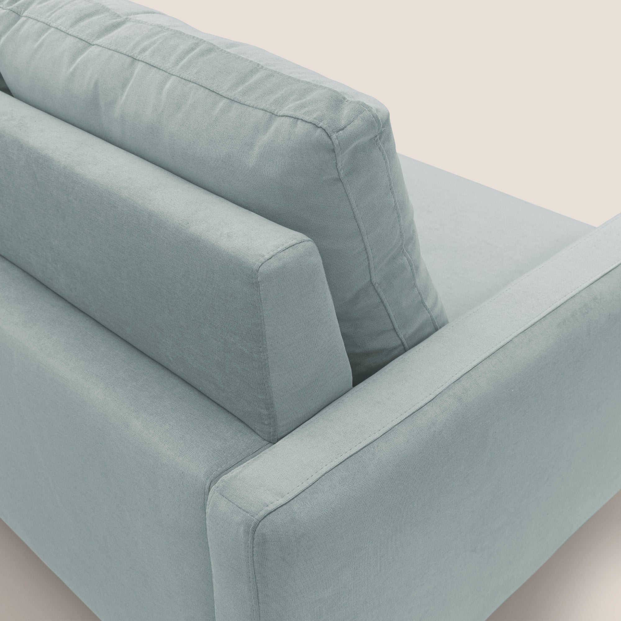 Matisse divano a 3 sedute allungabili e schienali in piuma d'oca in tessuto smacchiabile T17 verde acqua - divani.store