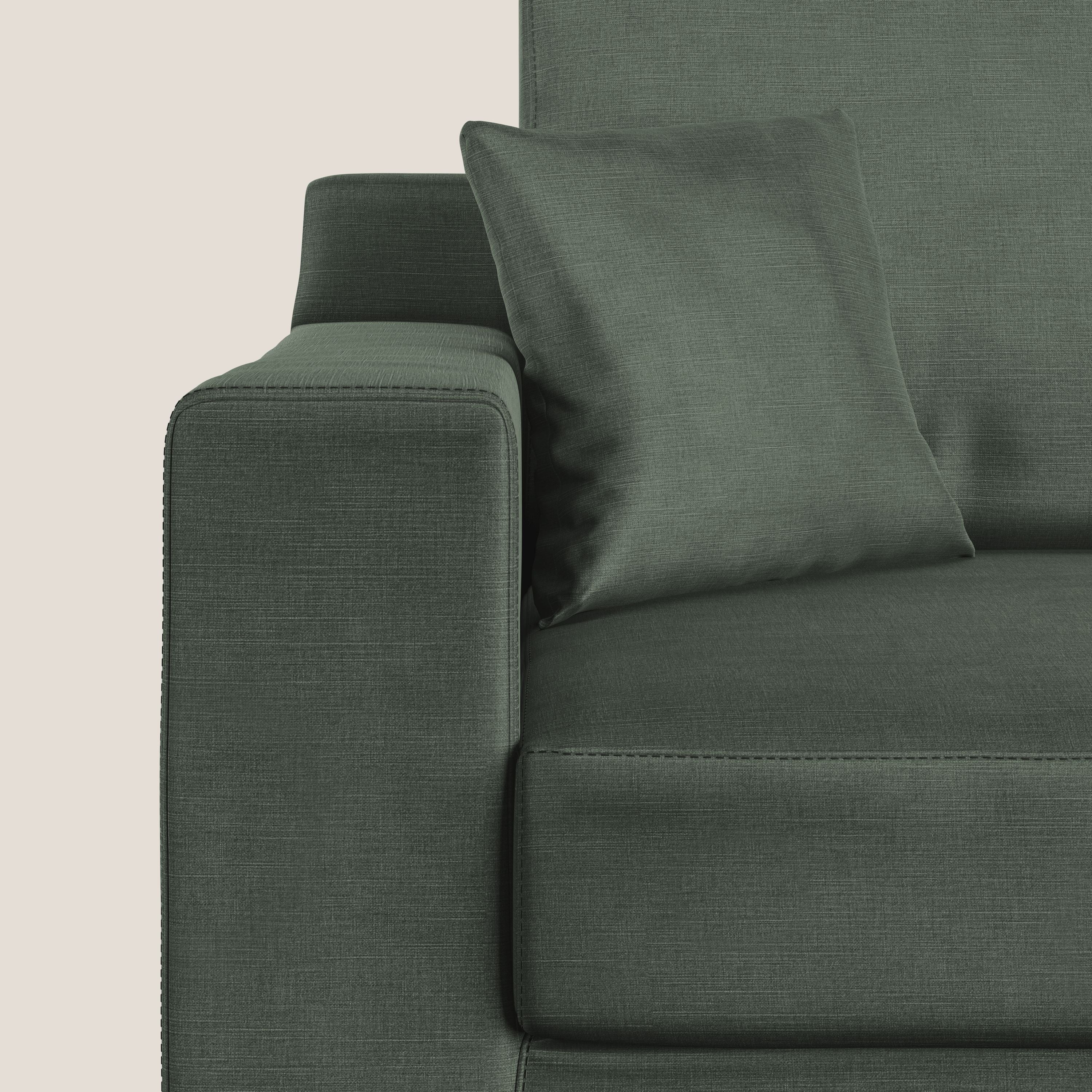 Michael divano moderno angolare con penisola in morbido velluto impermeabile T01 verde - divani.store