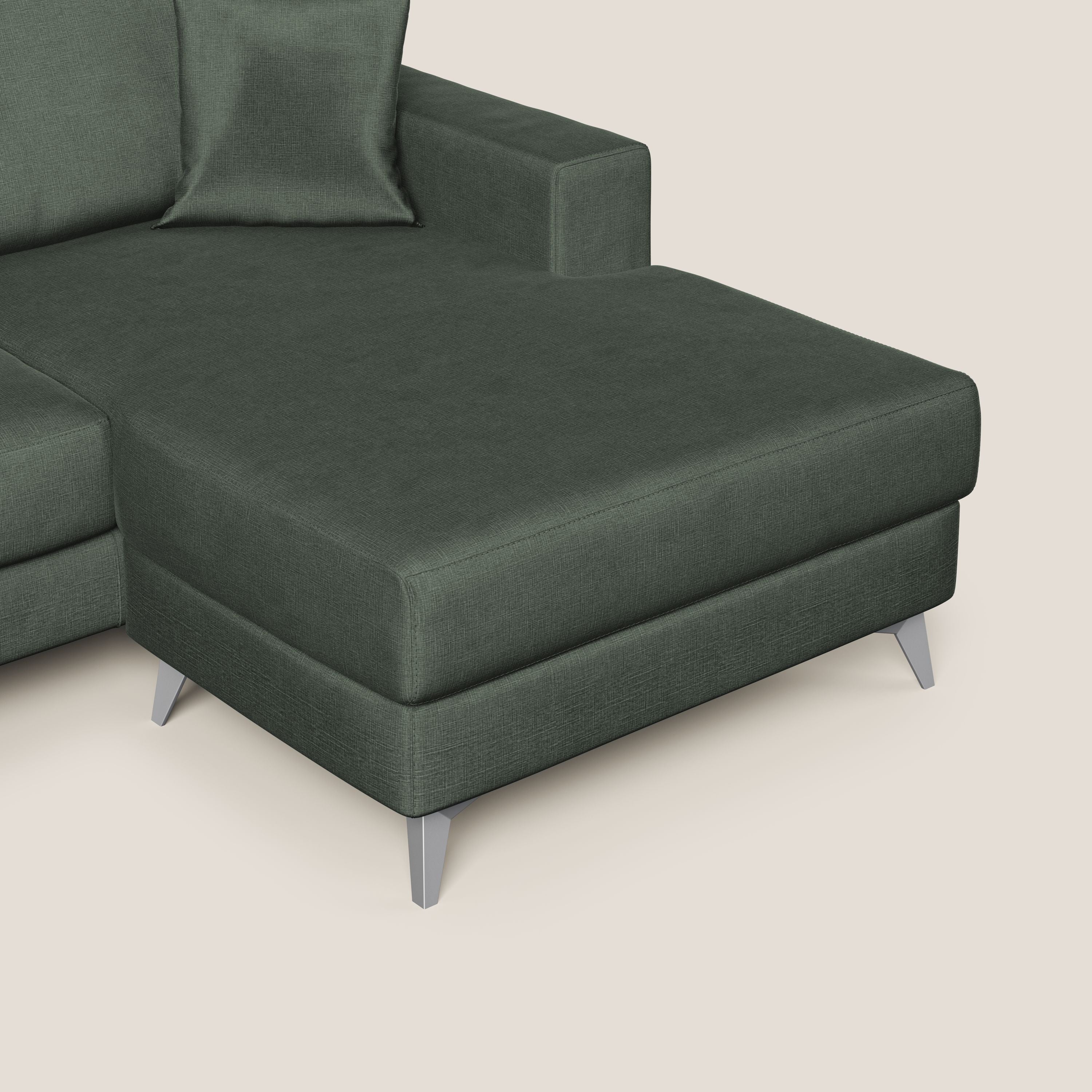 Michael divano moderno angolare con penisola in morbido velluto impermeabile T01 verde - divani.store