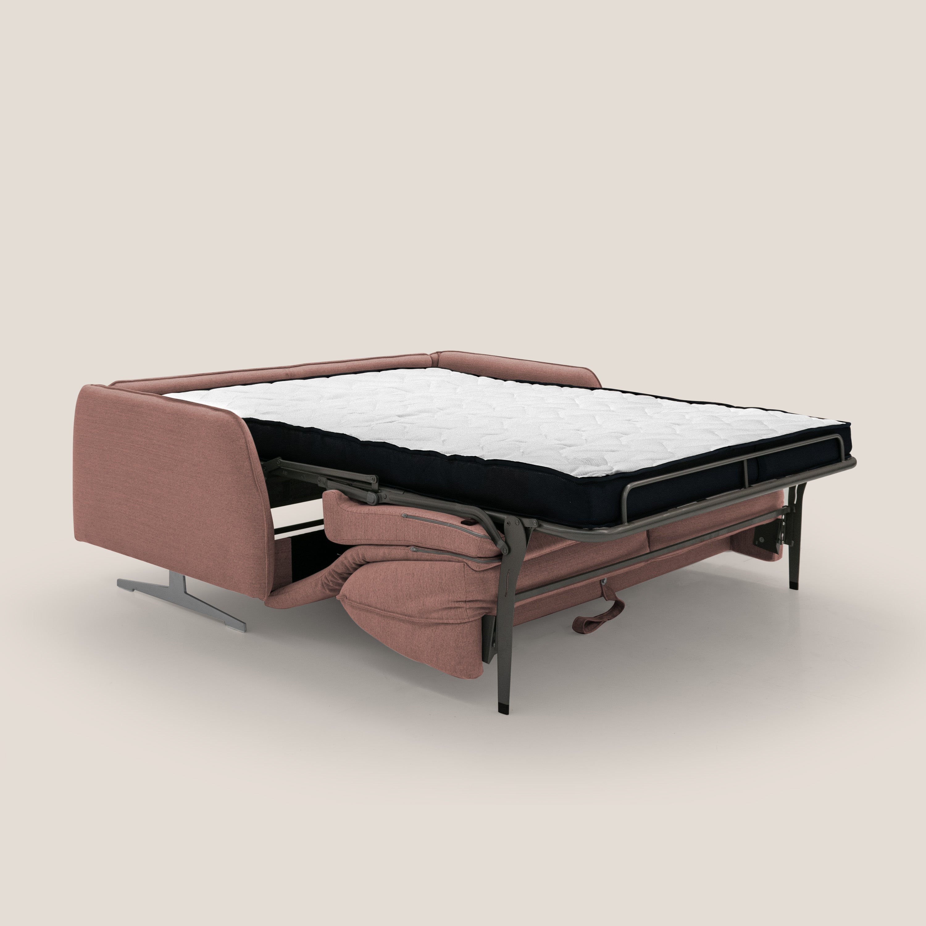 Texas Divano letto matrimoniale moderno in tessuto impermeabile T19 salmone - divani.store