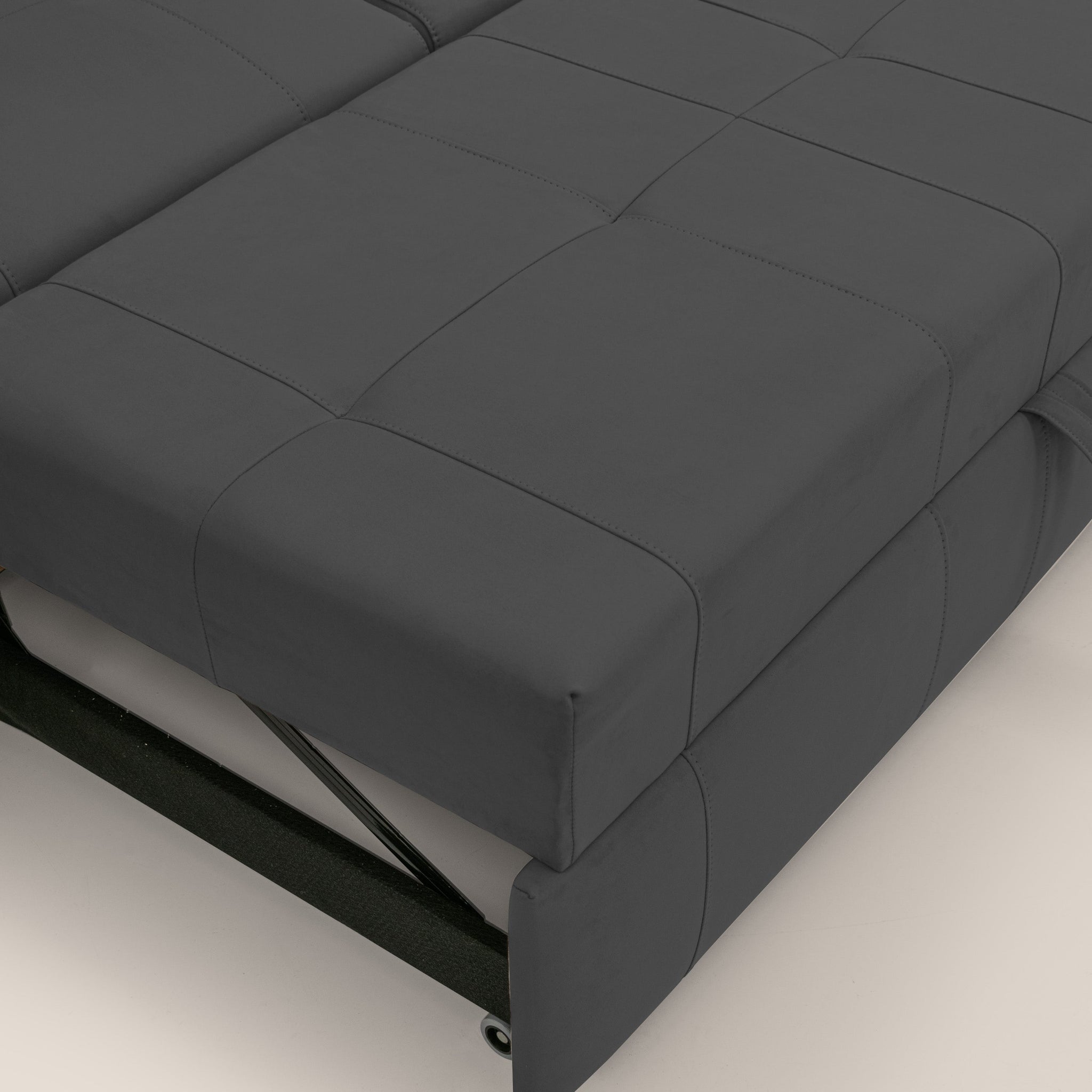 Kronos Ecksofa mit ausziehbarer Ottomane und mobilem Hocker mit Staufach aus wasserfester Mikrofaser T11