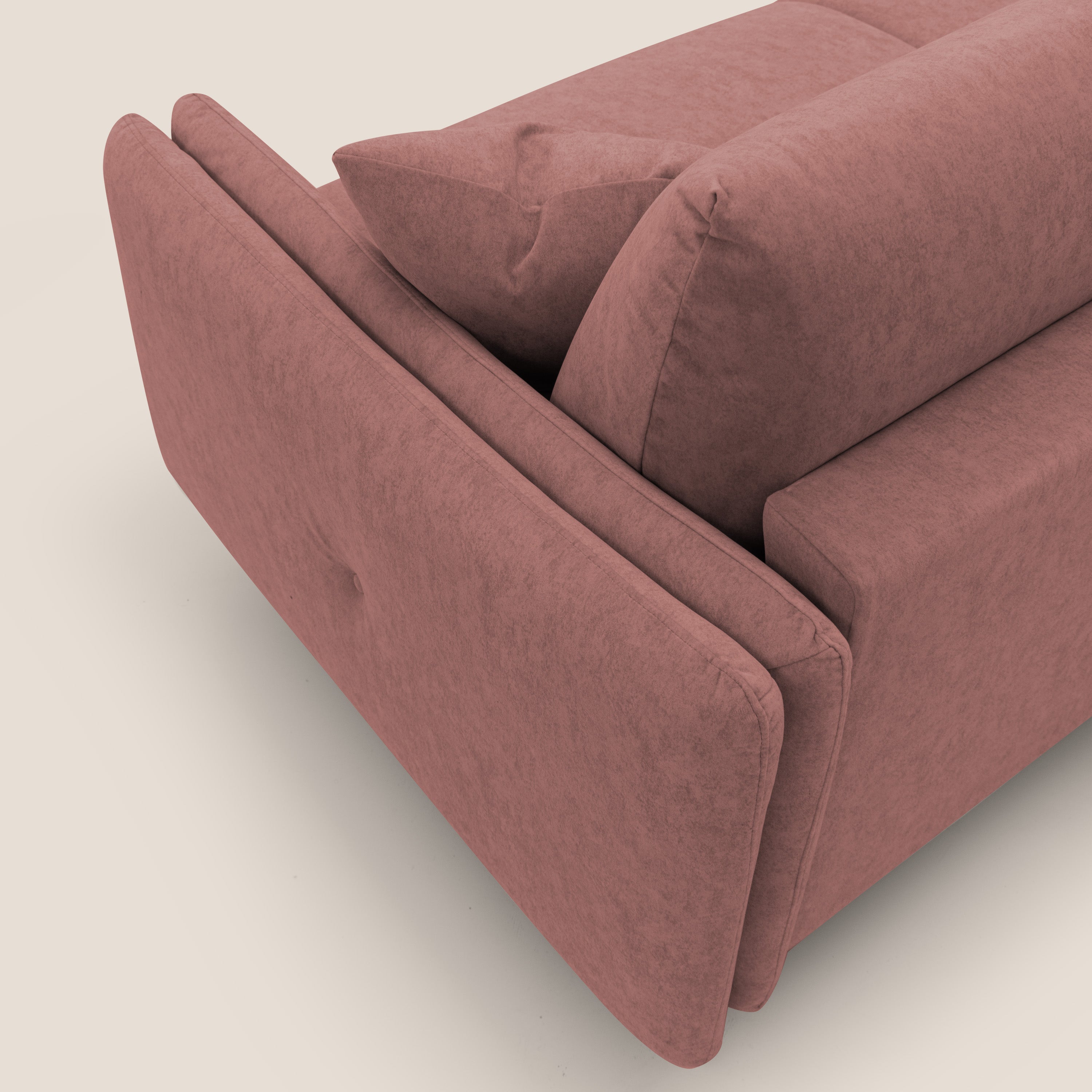 Gregory Divano letto con materasso h18 cm in microfibra effetto velluto impermeabile T09 salmone - divani.store