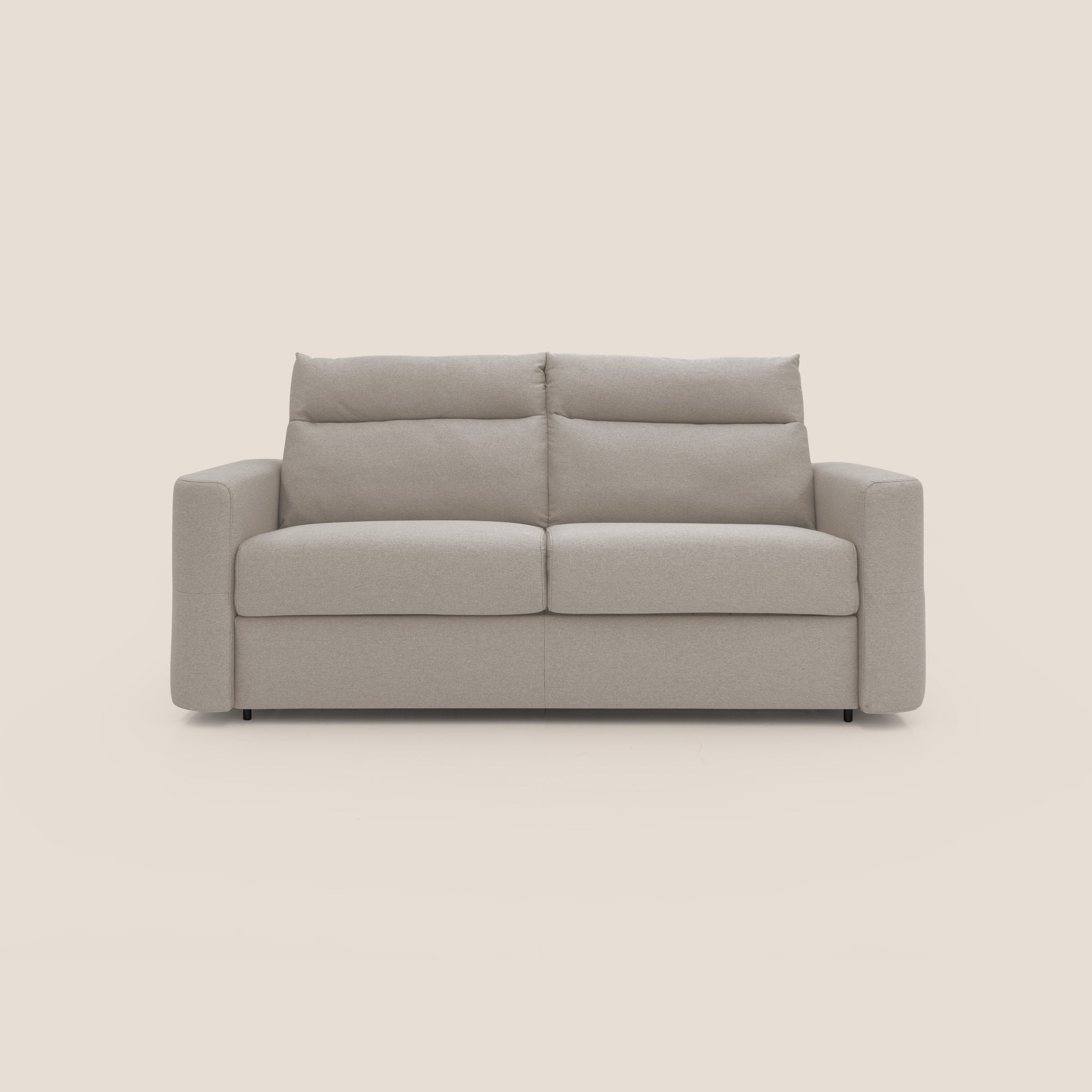 Cupido Schlafsofa 202 cm (mat. 140x197 cm) Matratze H18 aus wasserfestem, baumwollähnlichem Stoff T13 CREME