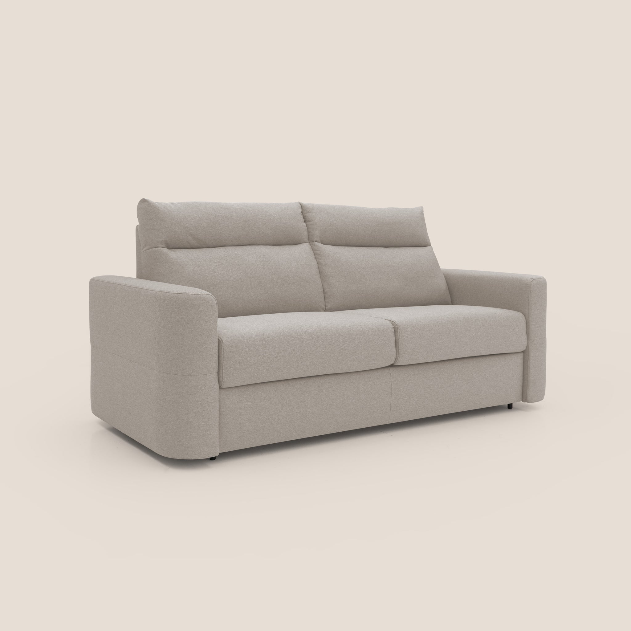 Cupido Schlafsofa 202 cm (mat. 140x197 cm) Matratze H18 aus wasserfestem, baumwollähnlichem Stoff T13 CREME