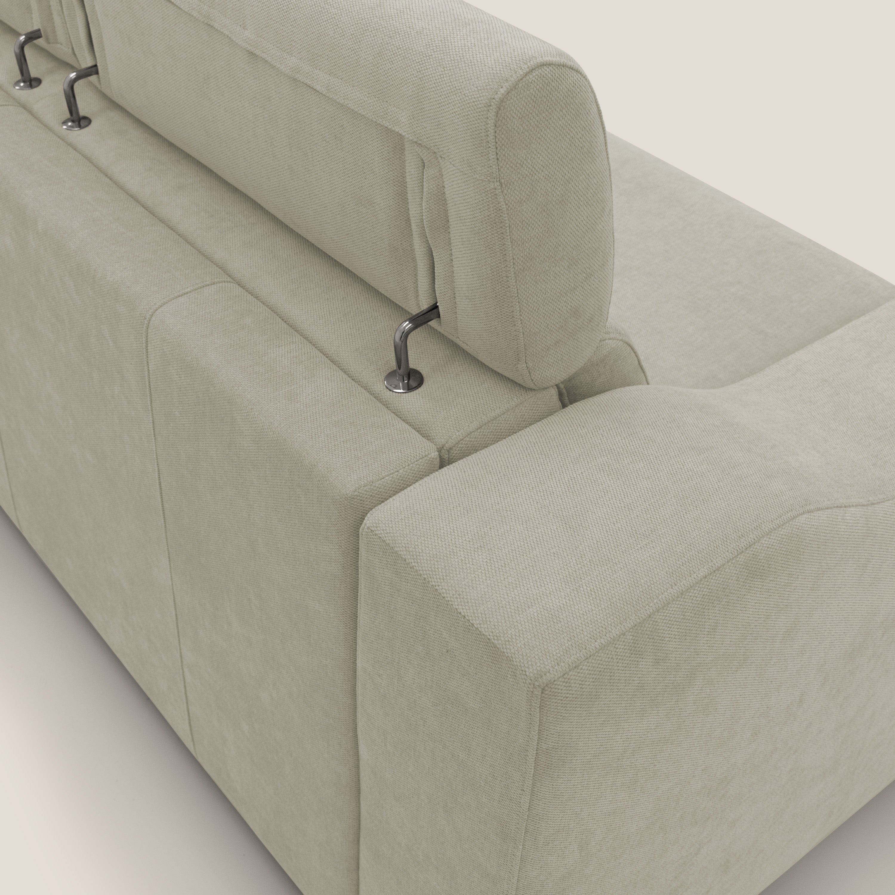 Bomber divano letto matrimoniale con poggiatesta in tessuto impermeabile T14 panna - divani.store