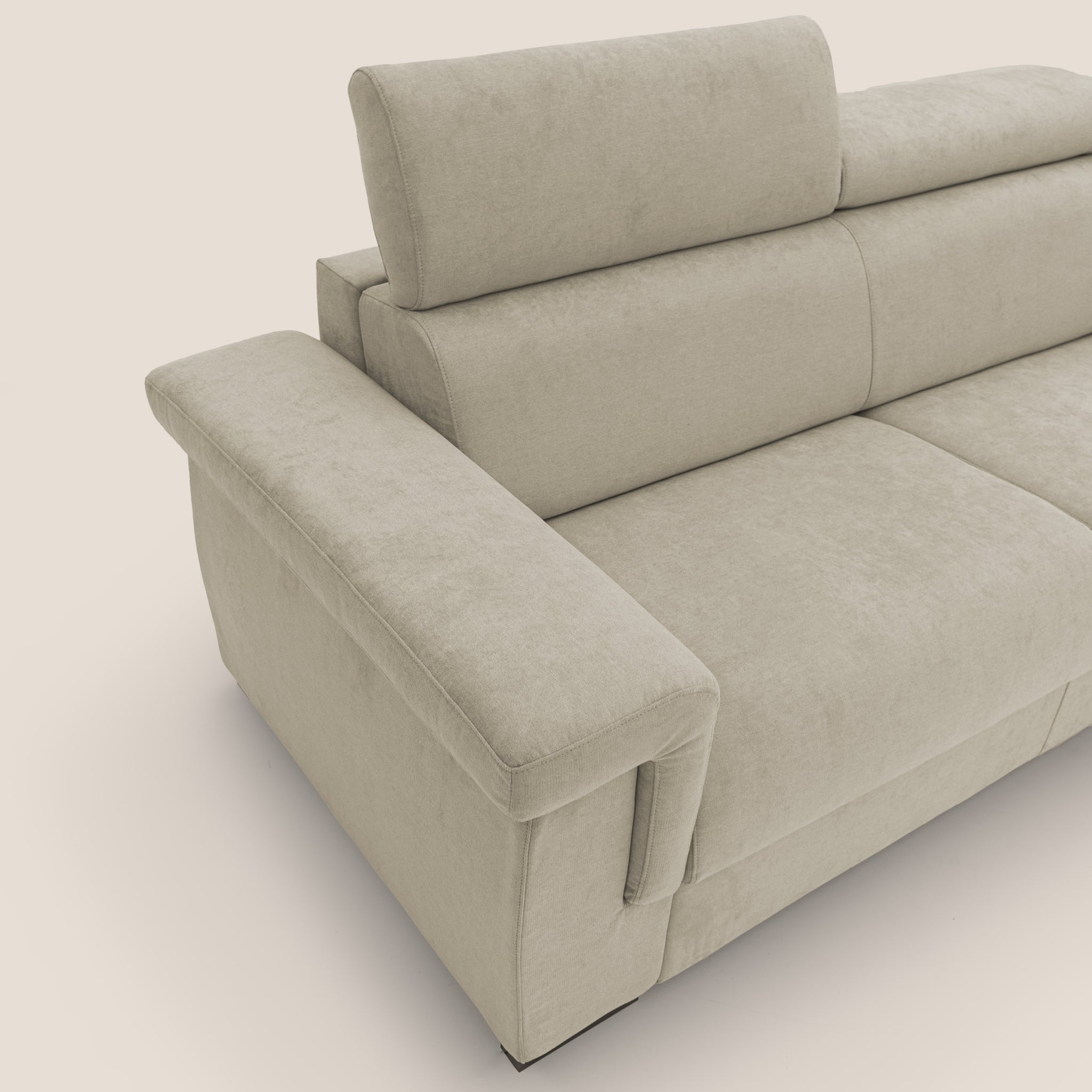 Bjorn Schlafsofa 220 cm (mat. 140x197 cm) mit H18 cm Matratze aus wasserfestem Stoff T02 CREME