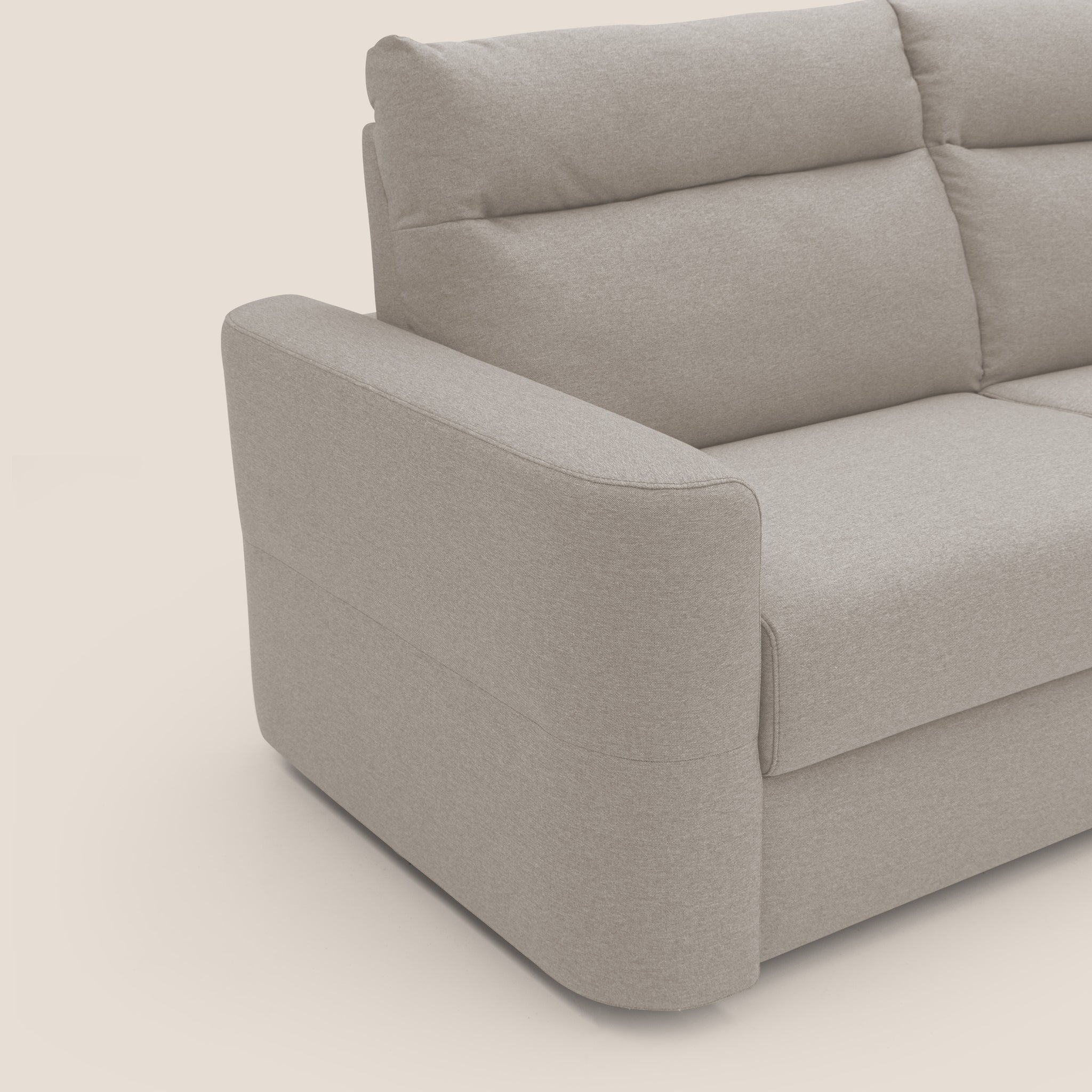 Cupido Schlafsofa 202 cm (mat. 140x197 cm) Matratze H18 aus wasserfestem, baumwollähnlichem Stoff T13 CREME