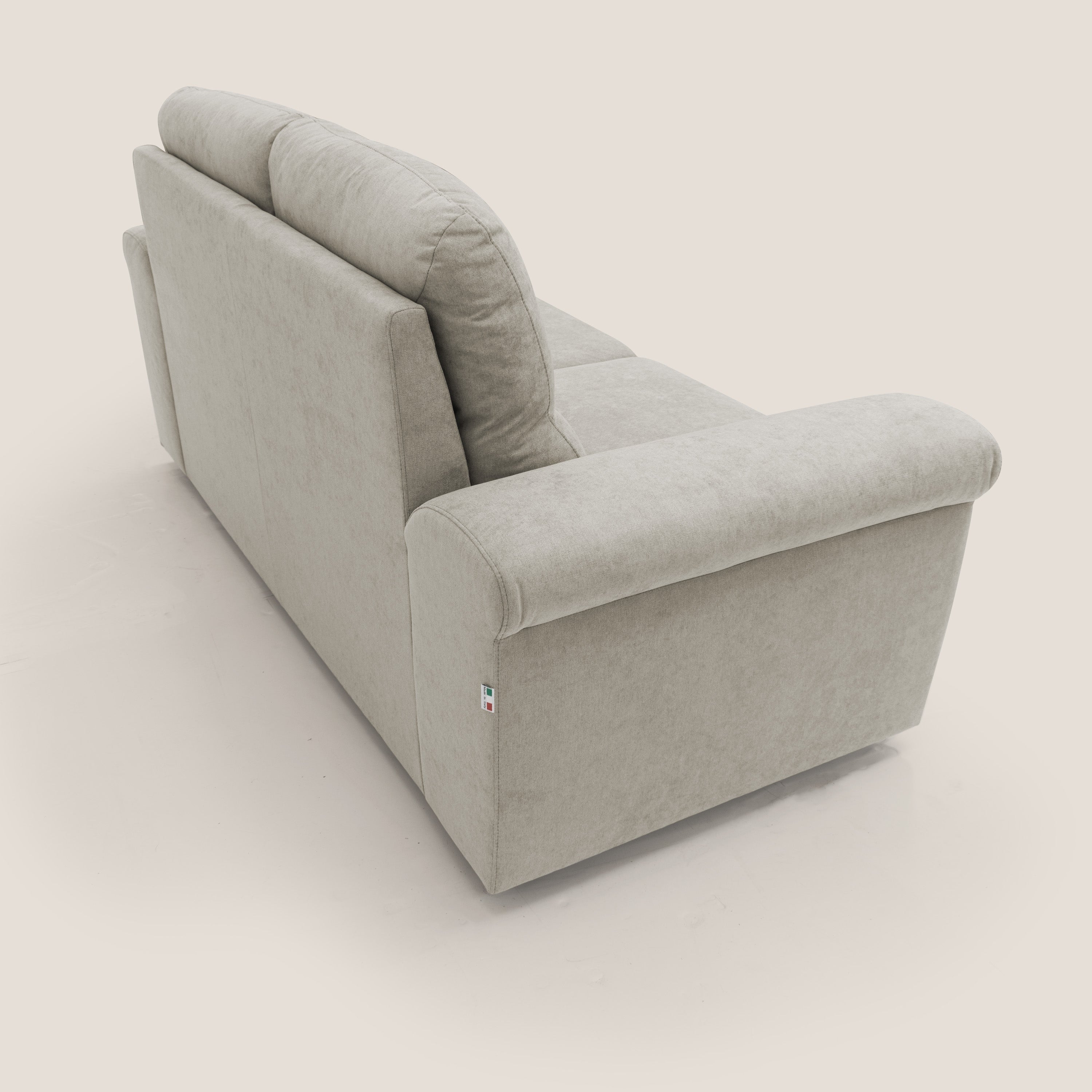 Minerva divano con pouf estraibile poggiapiedi in tessuto morbido impermeabile T02 panna - divani.store