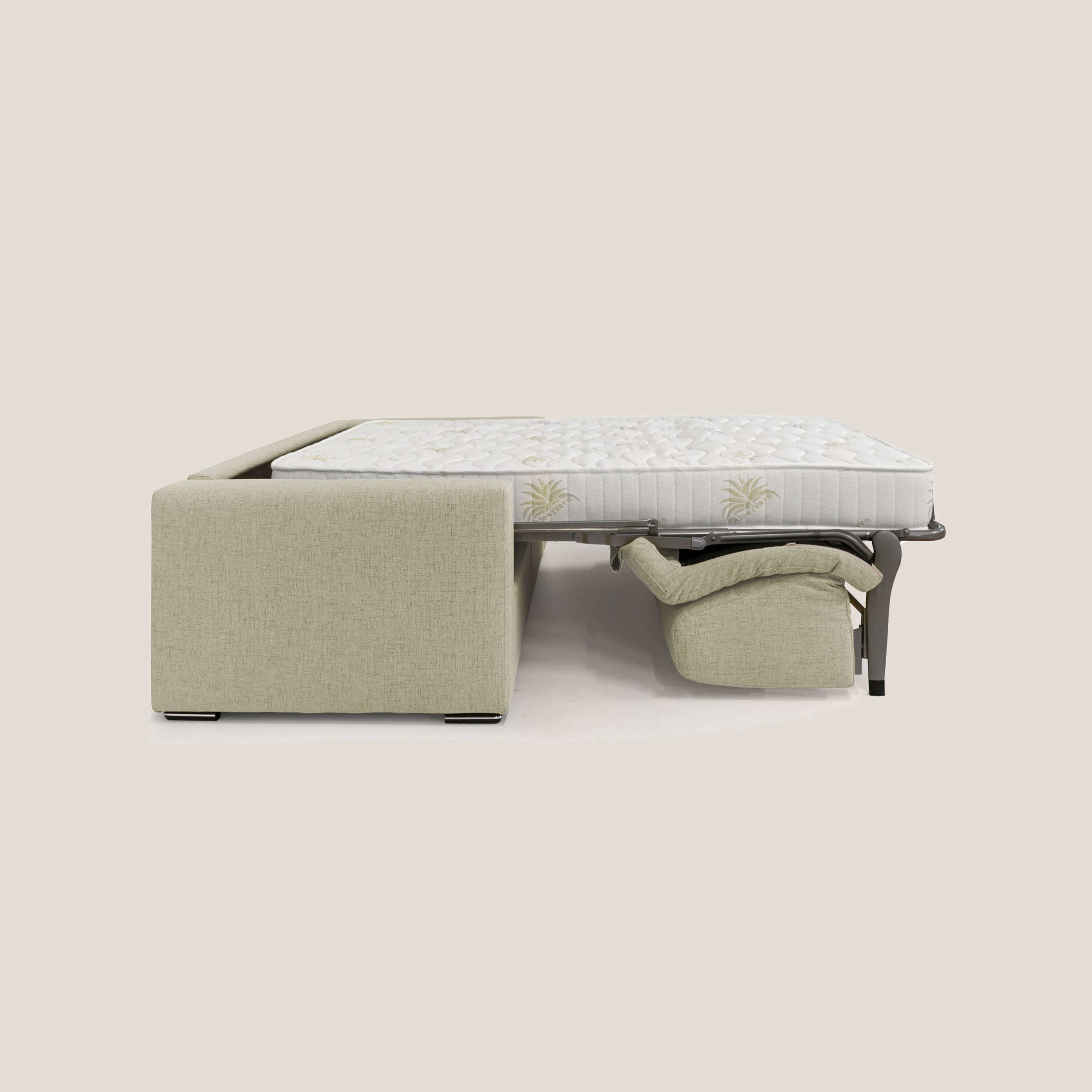 Nixon Divano letto matrimoniale con materasso 20 cm in tessuto impermeabile T03 beige - divani.store