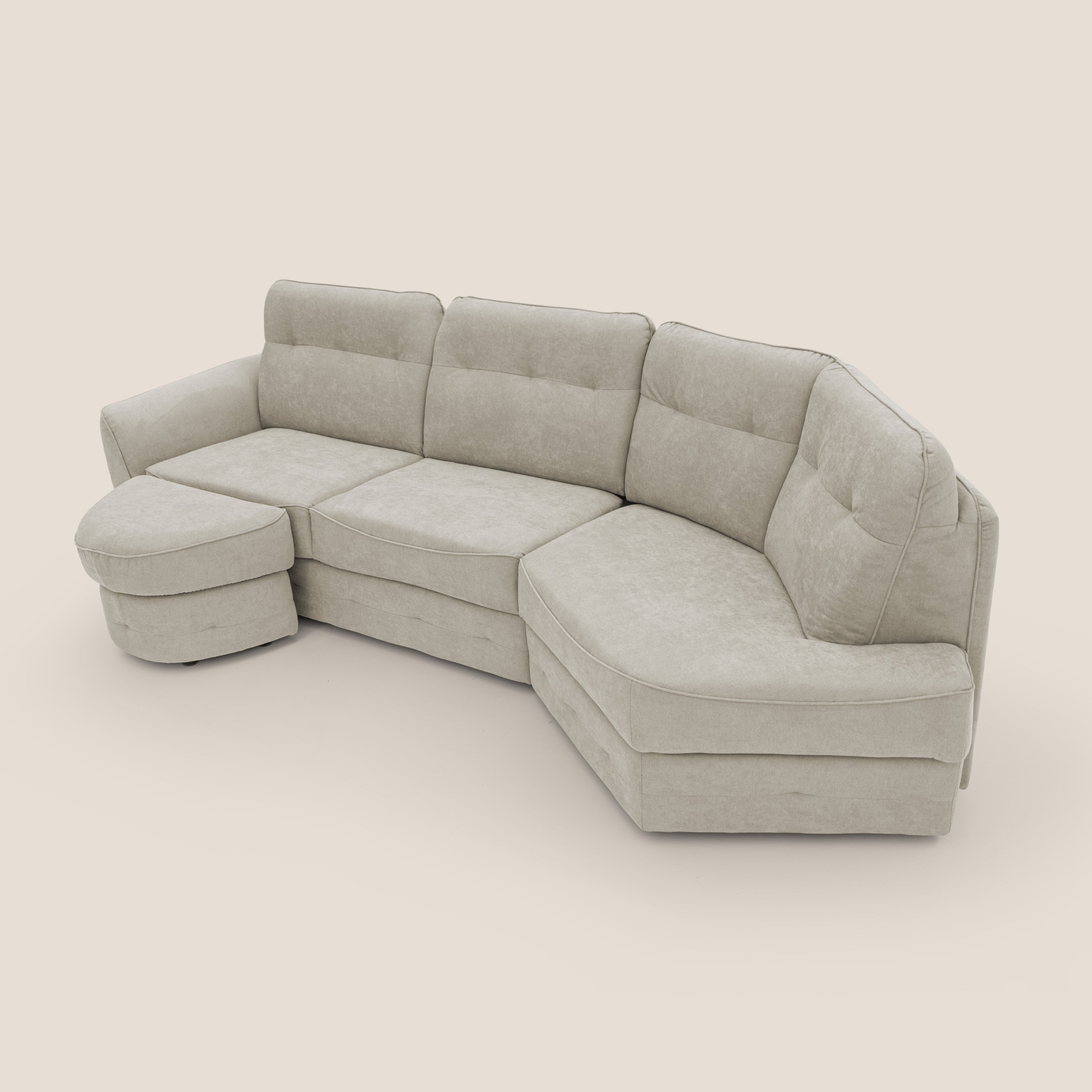 Zeus divano letto angolare con materasso H18 cm pouf mobile in tessuto impermeabile T02 - divani.store