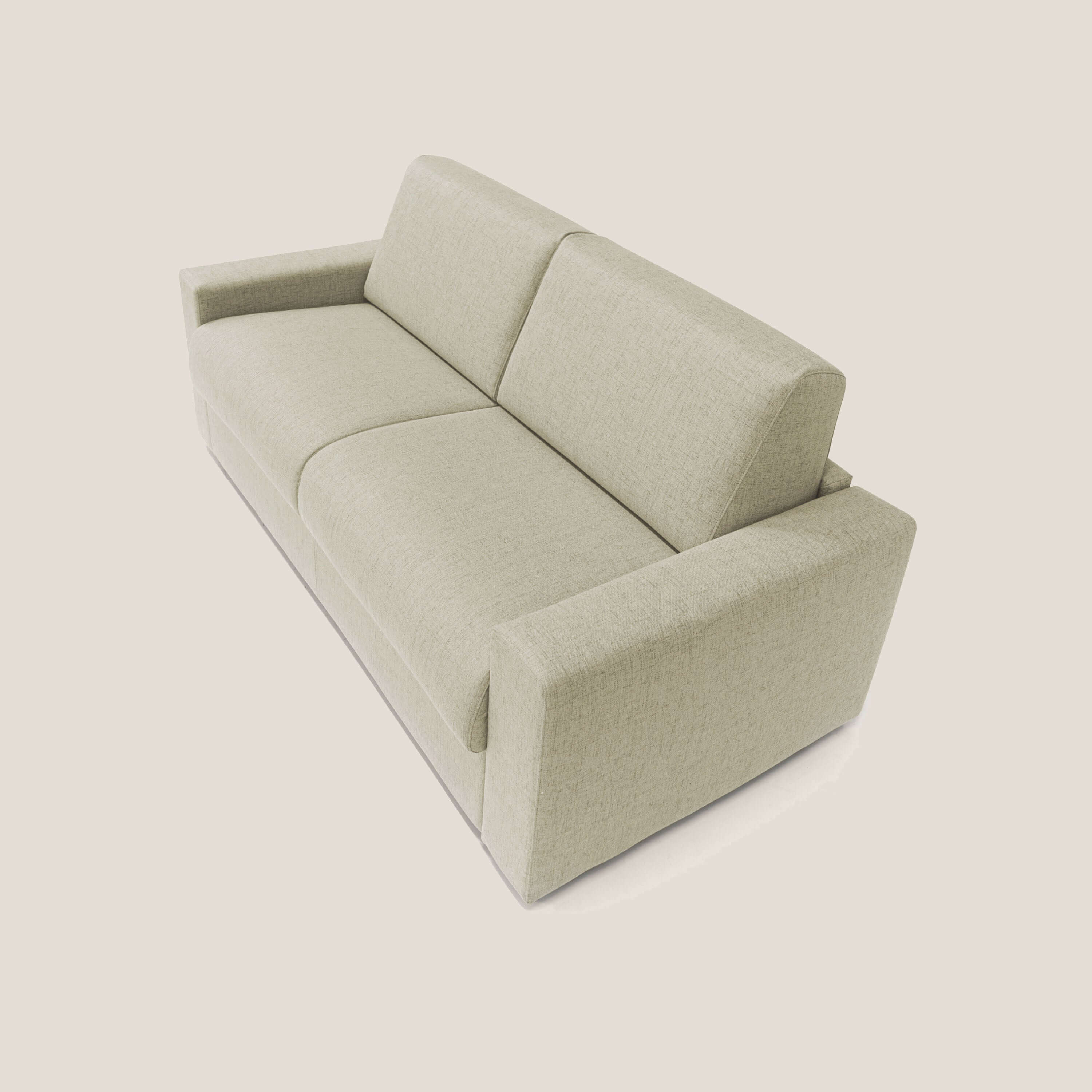 Nixon Divano letto matrimoniale con materasso 20 cm in tessuto impermeabile T03 beige - divani.store