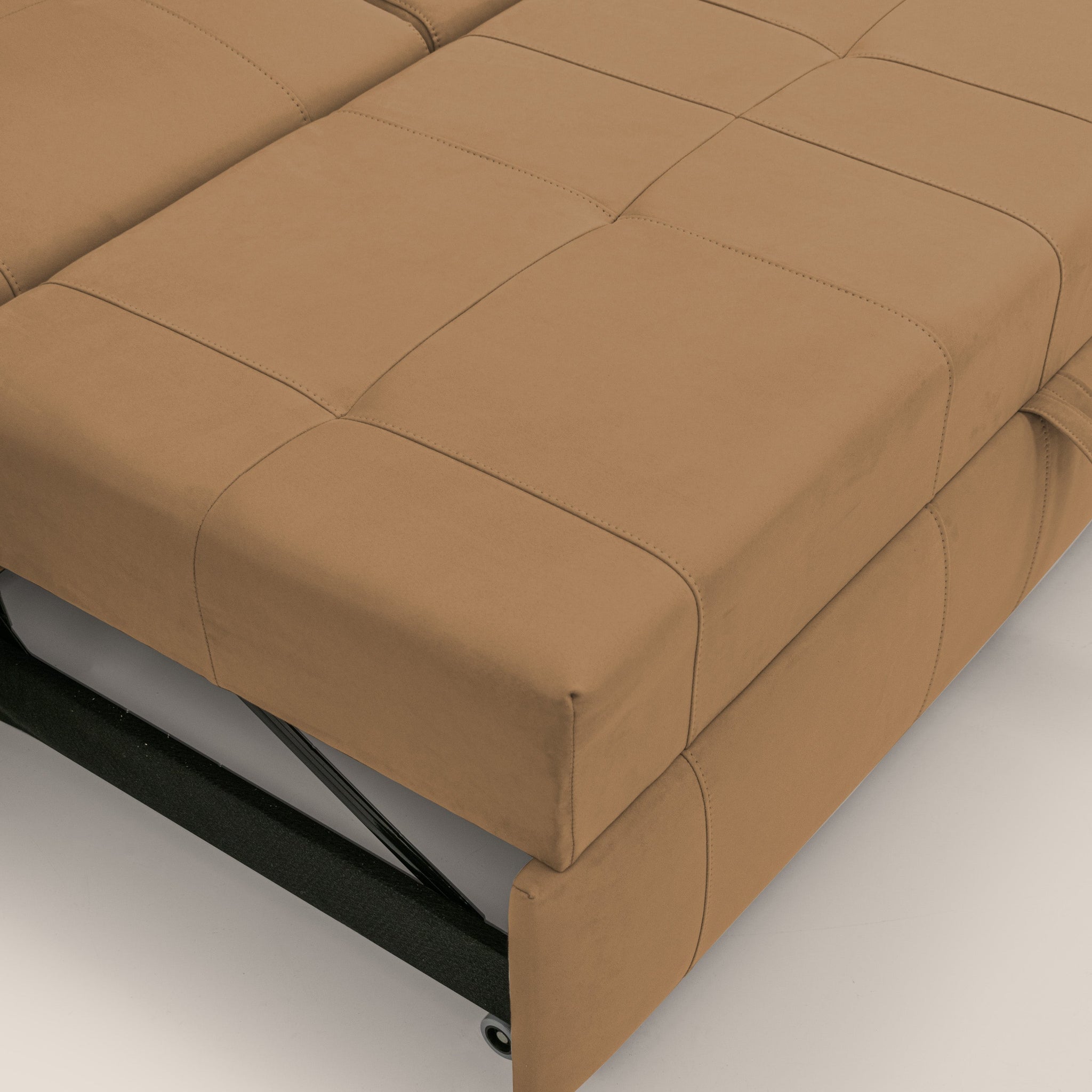 Kronos Ecksofa mit ausziehbarer Ottomane und mobilem Hocker mit Staufach aus wasserfester Mikrofaser T11