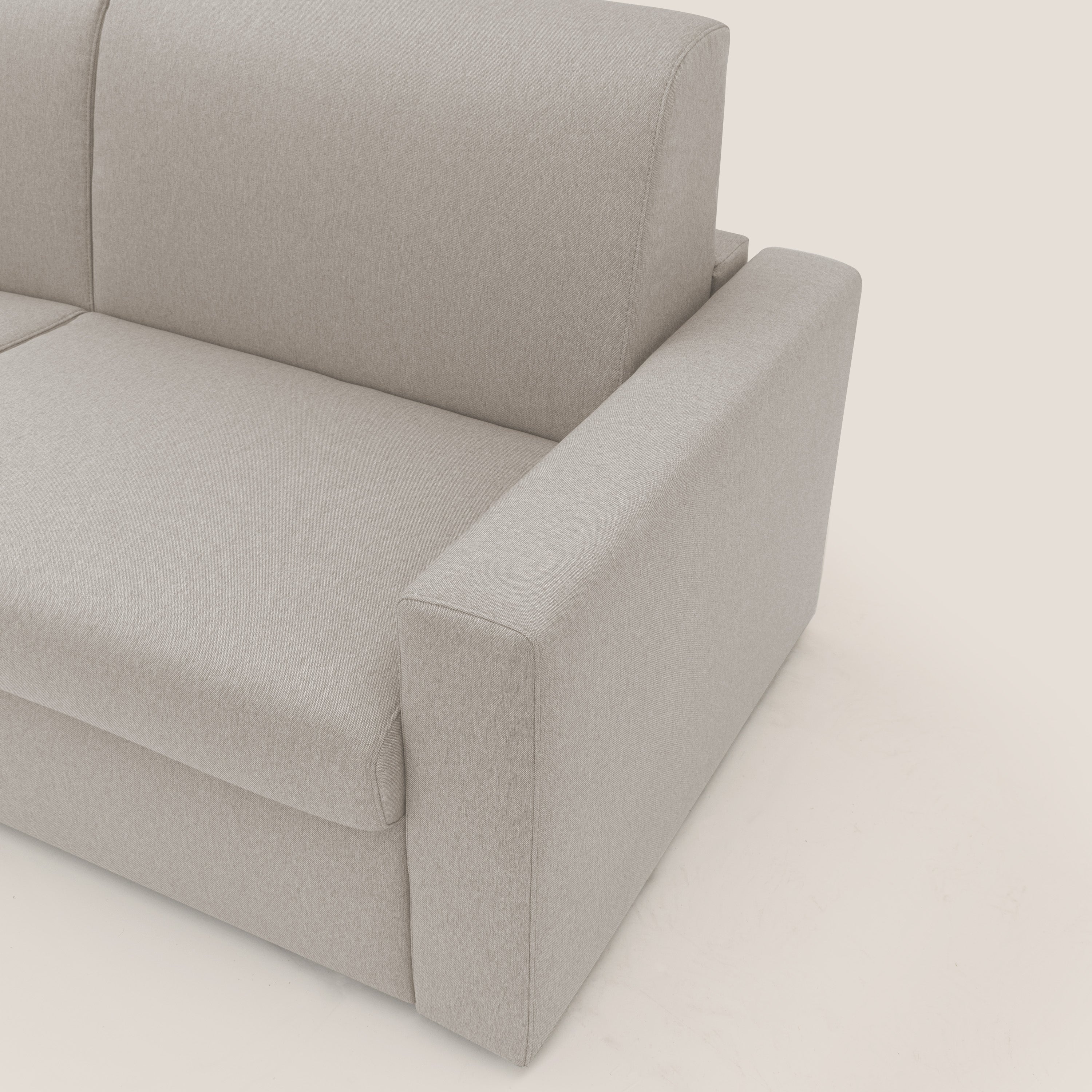 Kansas Divano letto matrimoniale alto 20 cm in tessuto impermeabile misto cotone T13 panna - divani.store