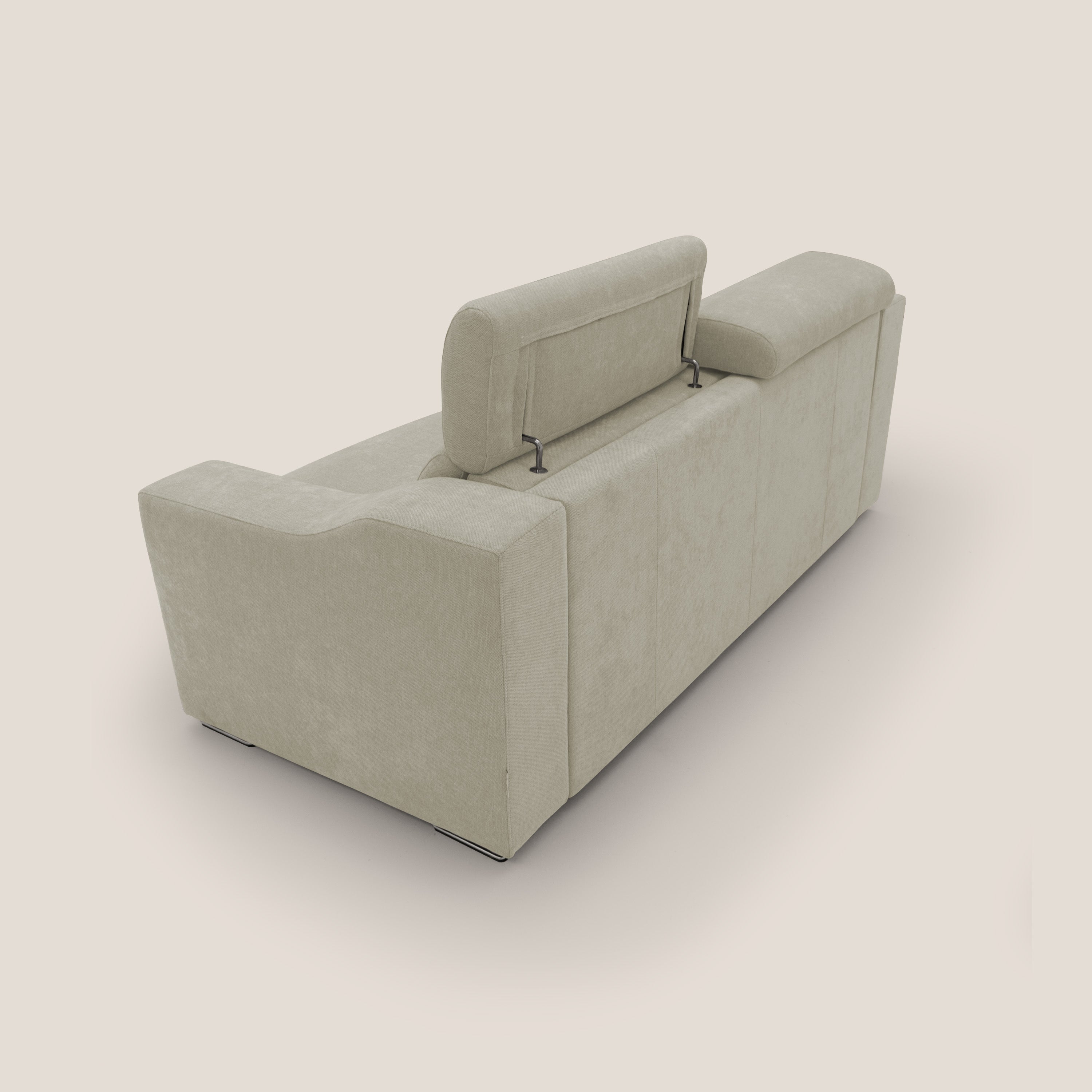 Bomber divano letto matrimoniale con poggiatesta in tessuto impermeabile T14 panna - divani.store
