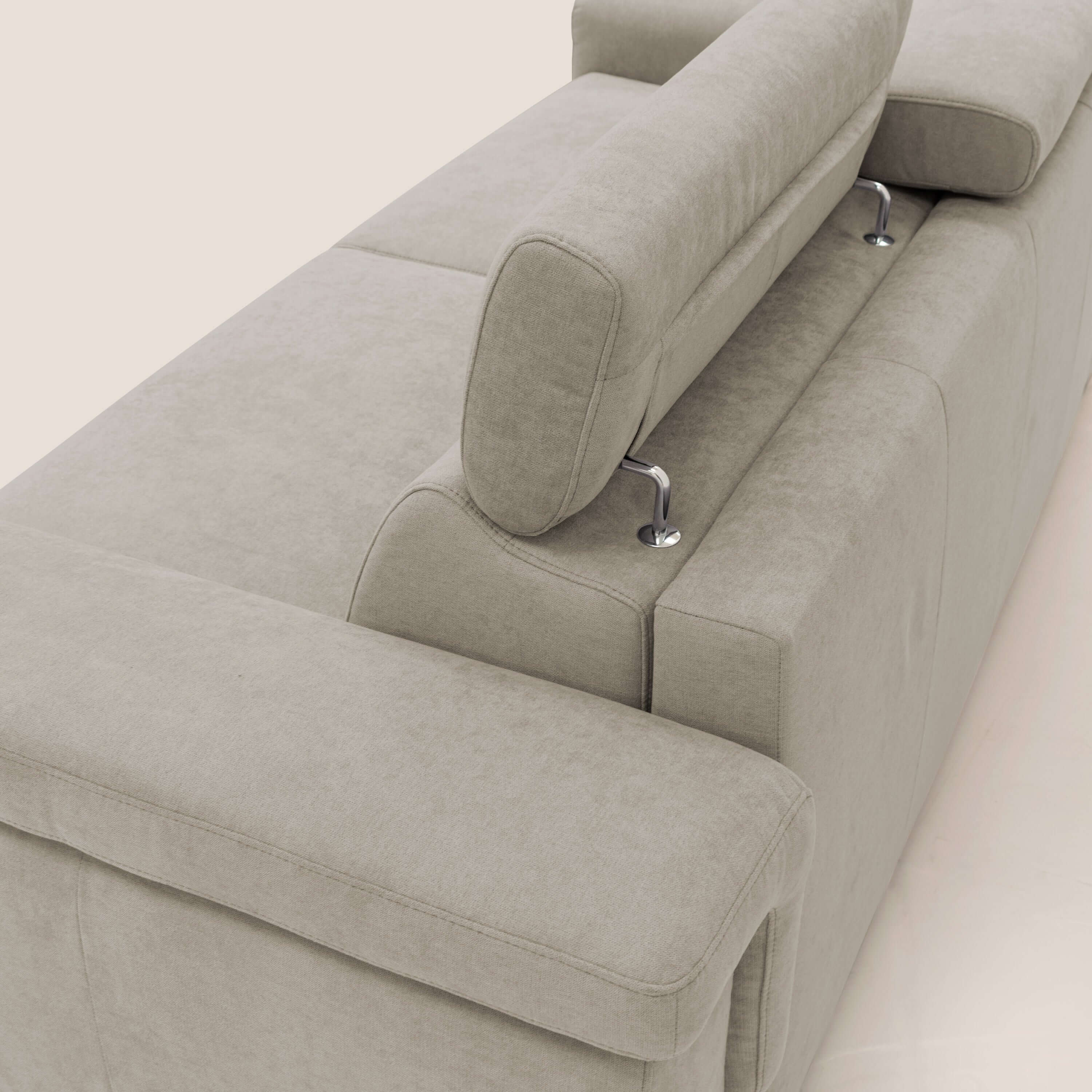 Giunone divano letto con materasso alto 18 cm e poggiatesta reclinabili in tessuto impermeabile T02 panna - divani.store